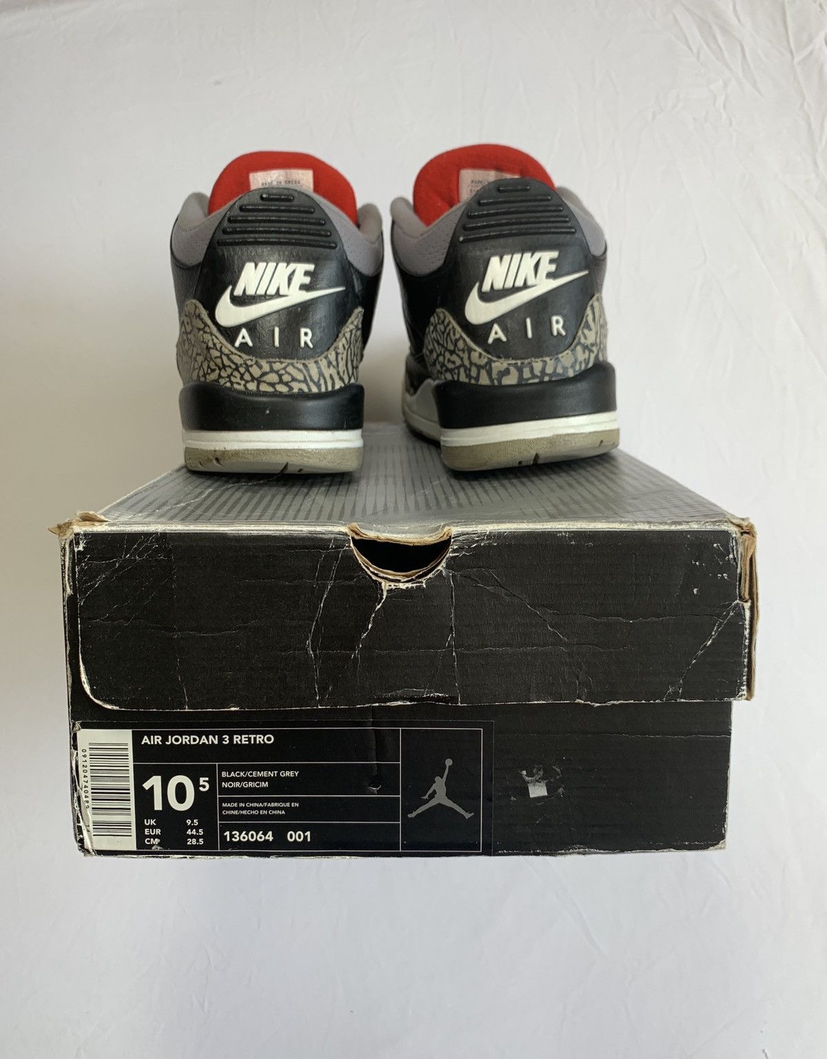 Air Jordan 3 Retro 2001 Black Cement Size 10.5