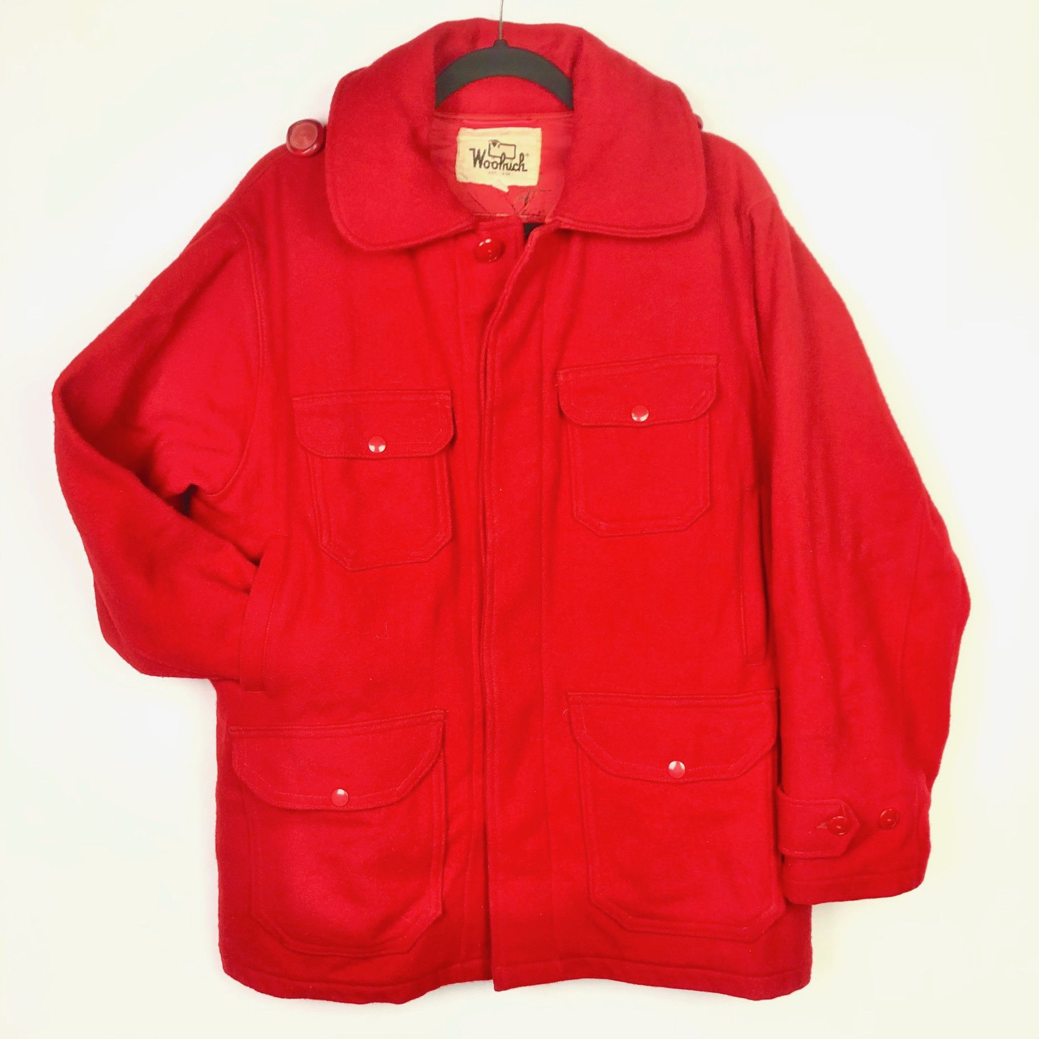 Vintage WOOLRICH Red Wool Hunting Coat Jacket size 44
