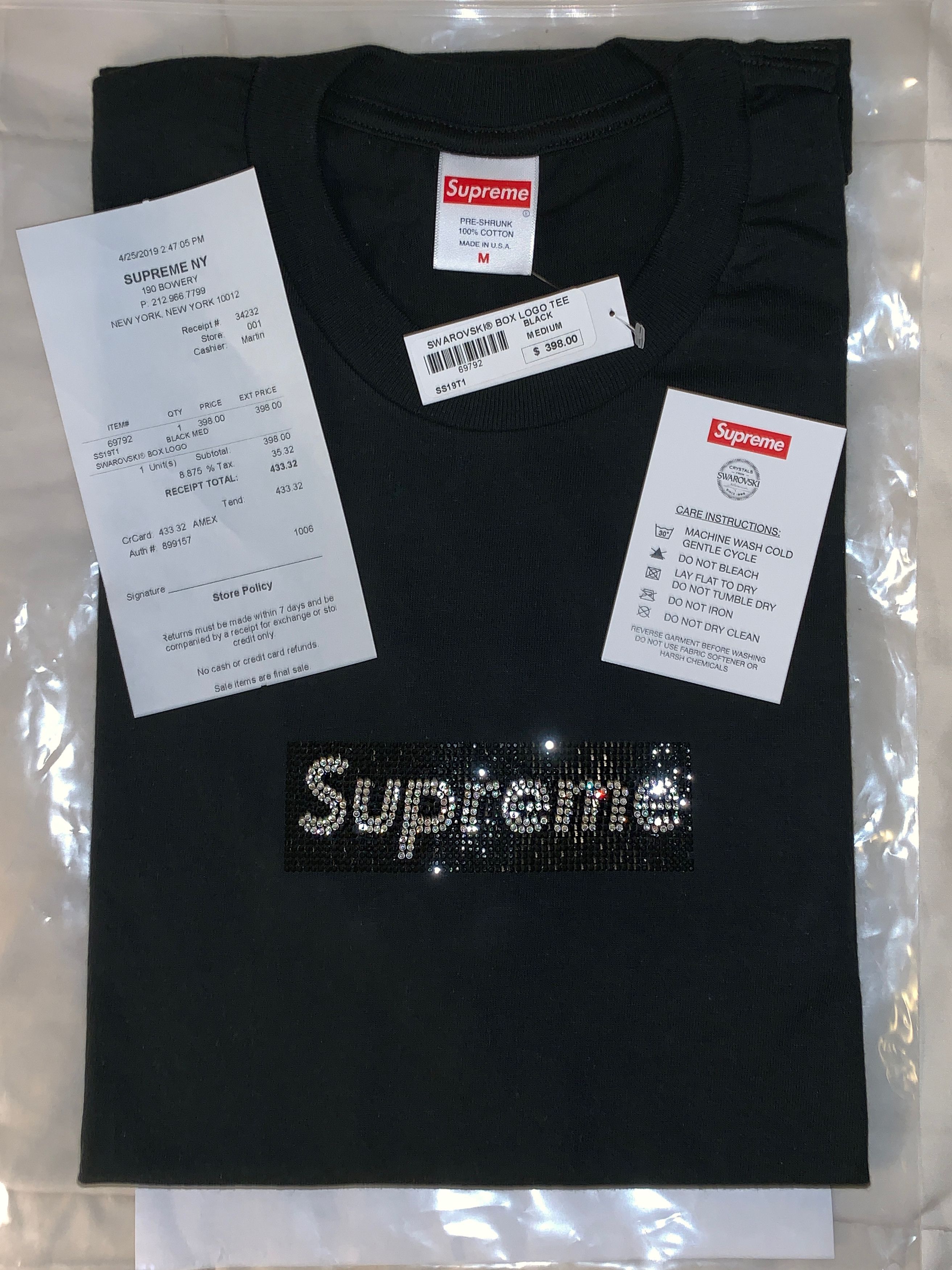 Supreme Swarovski Box Logo Tee Black