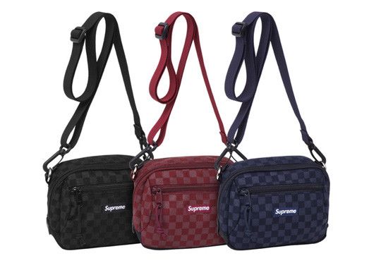 image of Supreme Checkered Shoulder Bag in Checkered Blue, Men's