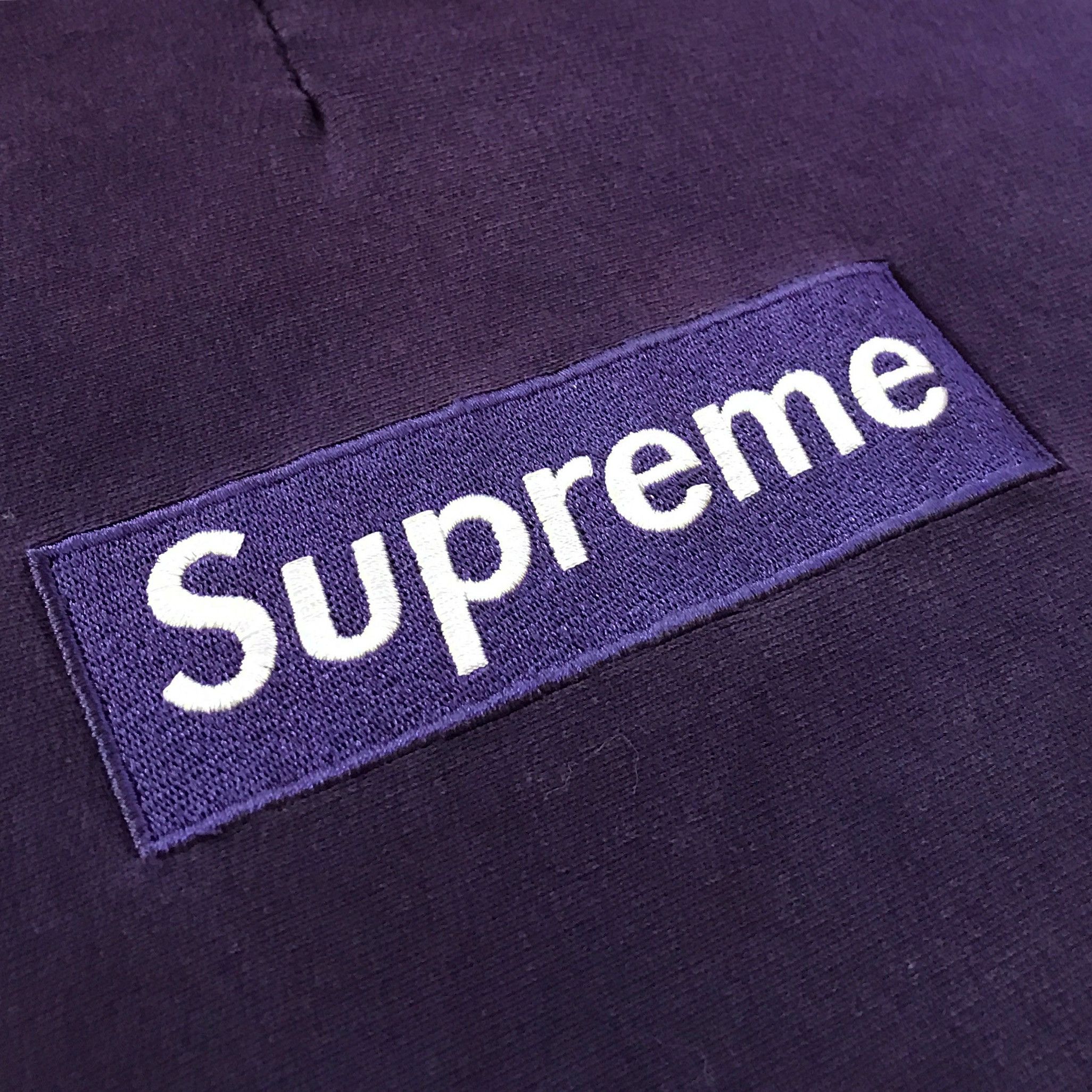 Supreme Purple on Black Supreme Box Logo Crewneck