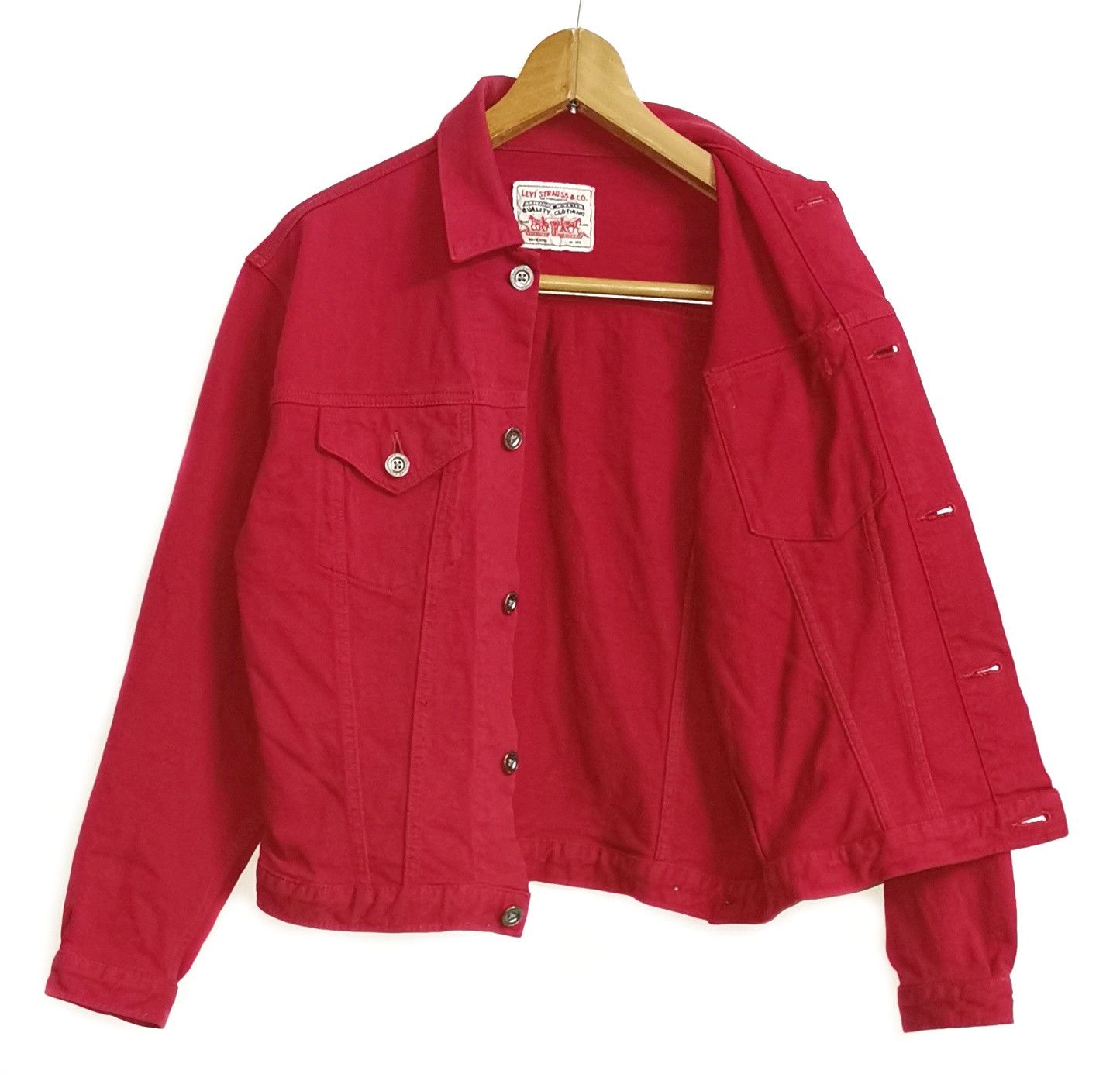 Levi's Levi's Red Denim Jacket Size US M / EU 48-50 / 2 - 4 Thumbnail