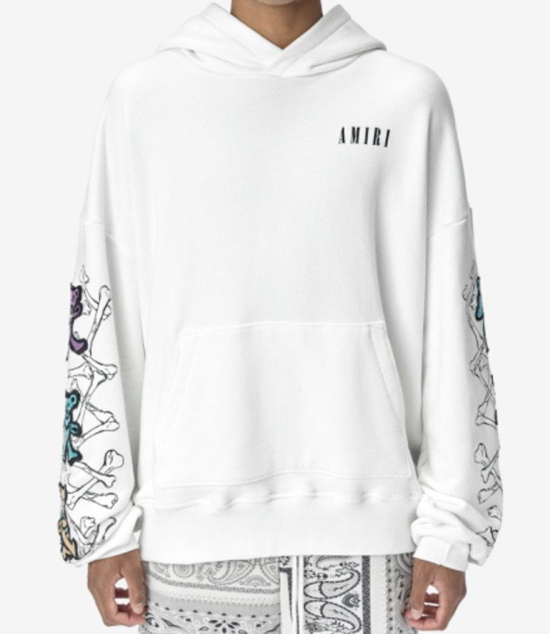 Amiri Oversized Grateful Dead Bear Hoodie in Ivory