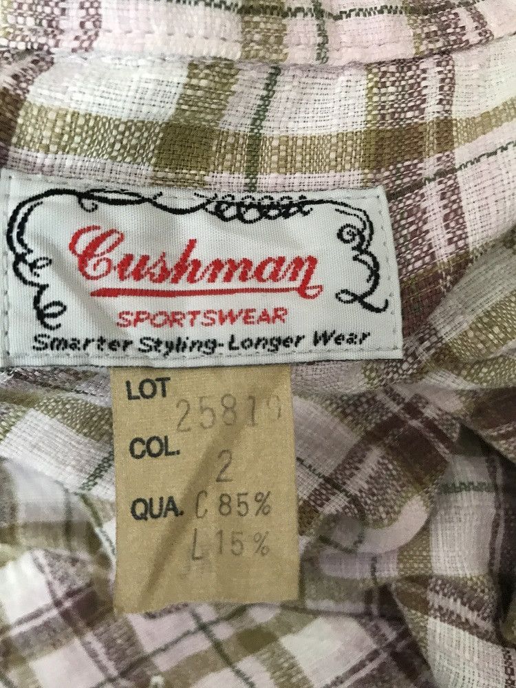 Cushman CUSHMAN Japan Check 40s 50s Style Open Collar Linen Blend Size US L / EU 52-54 / 3 - 12 Thumbnail