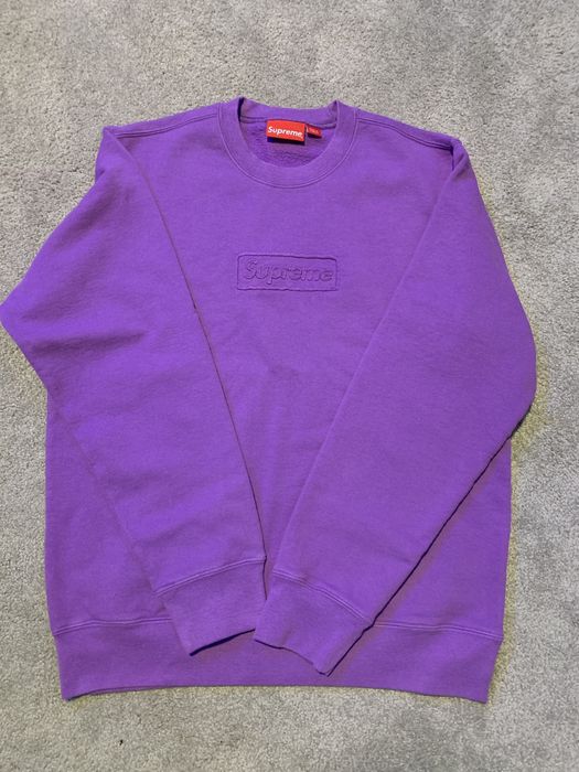 Supreme Supreme box logo Cutout Crewneck violet purple | Grailed