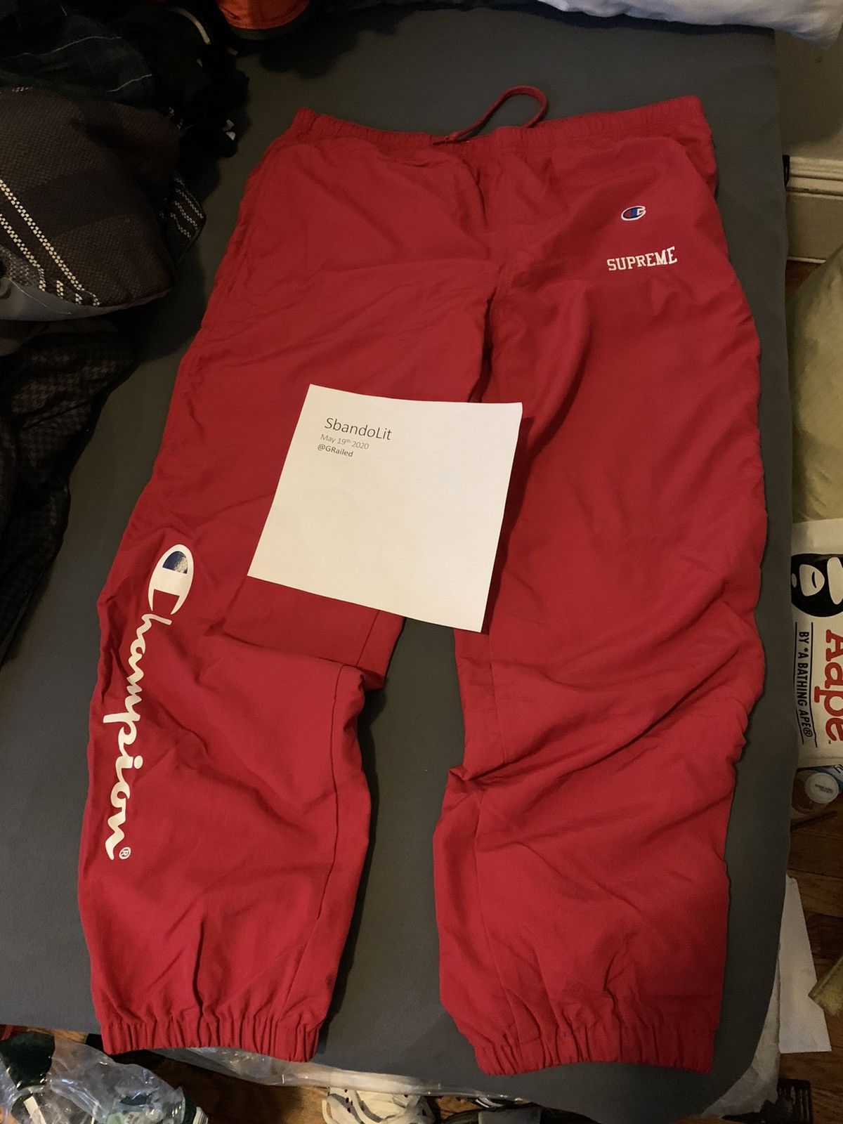 Champion x supreme pants clearance