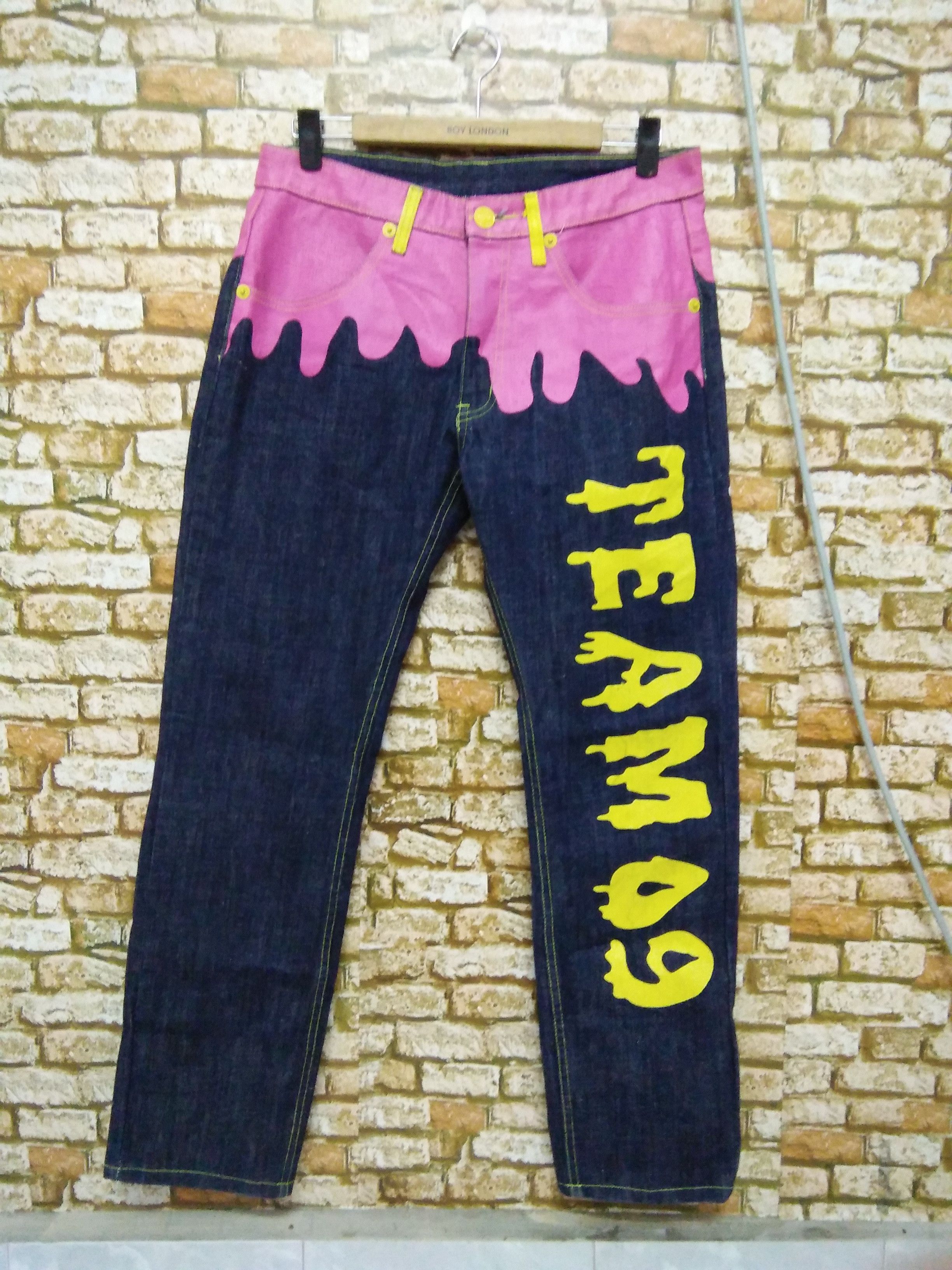 Japanese Brand MAD MONSTER x MORPLEQ DENIM PAINT (A786) Size US 32 / EU 48 - 2 Thumbnail