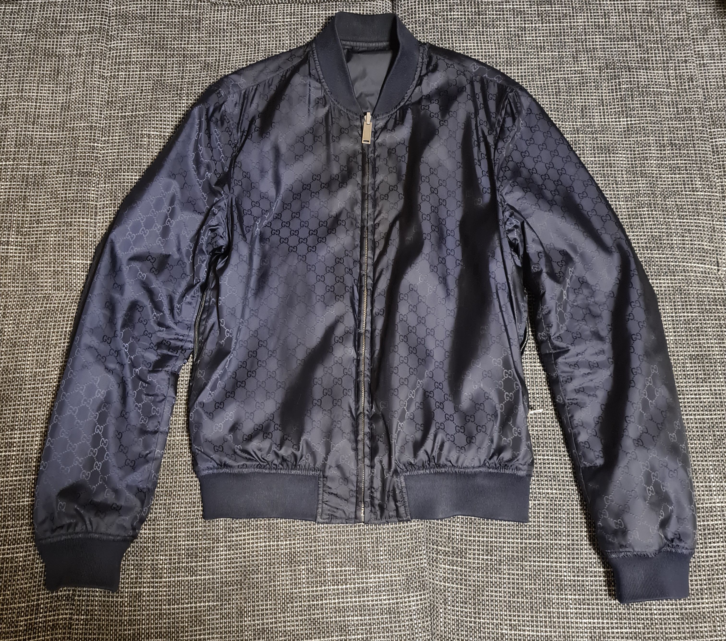 Louis Vuitton navy blue monogram bomber jacket coat - Depop