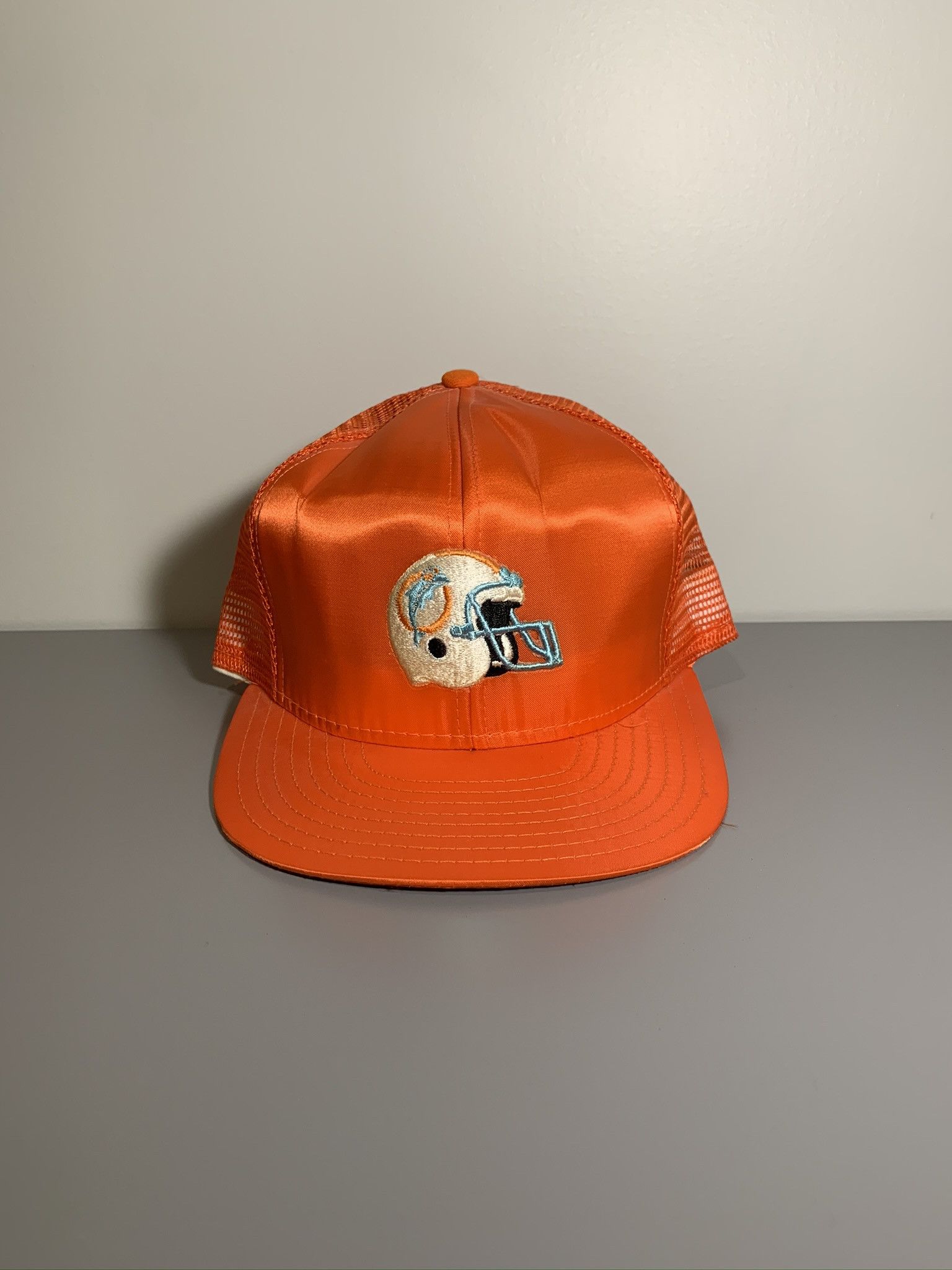 Vintage 80s 90s Miami Dolphins NFL Mesh Trucker Hat Snapback 