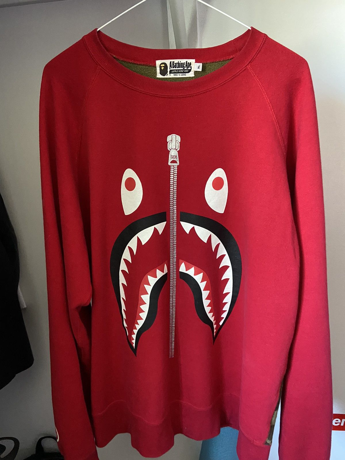 Bape Crewneck Shark Red Grailed