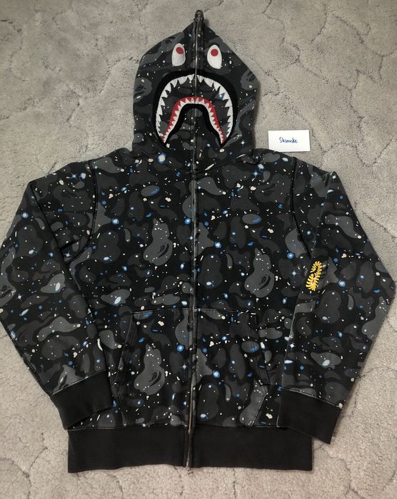 A bathing ape outlet space camo shark hoodie