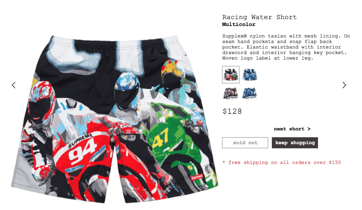 Supreme Supreme Racing Water Short :LARGE | Grailed