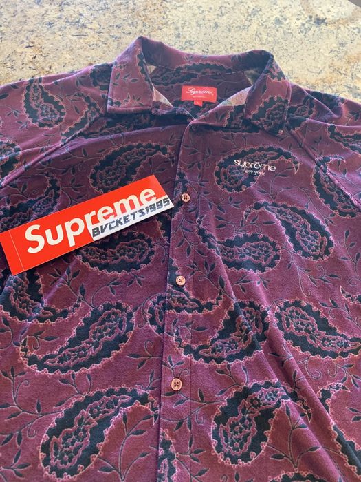 Supreme Supreme Velour Paisley Burgundy Shirt L | Grailed