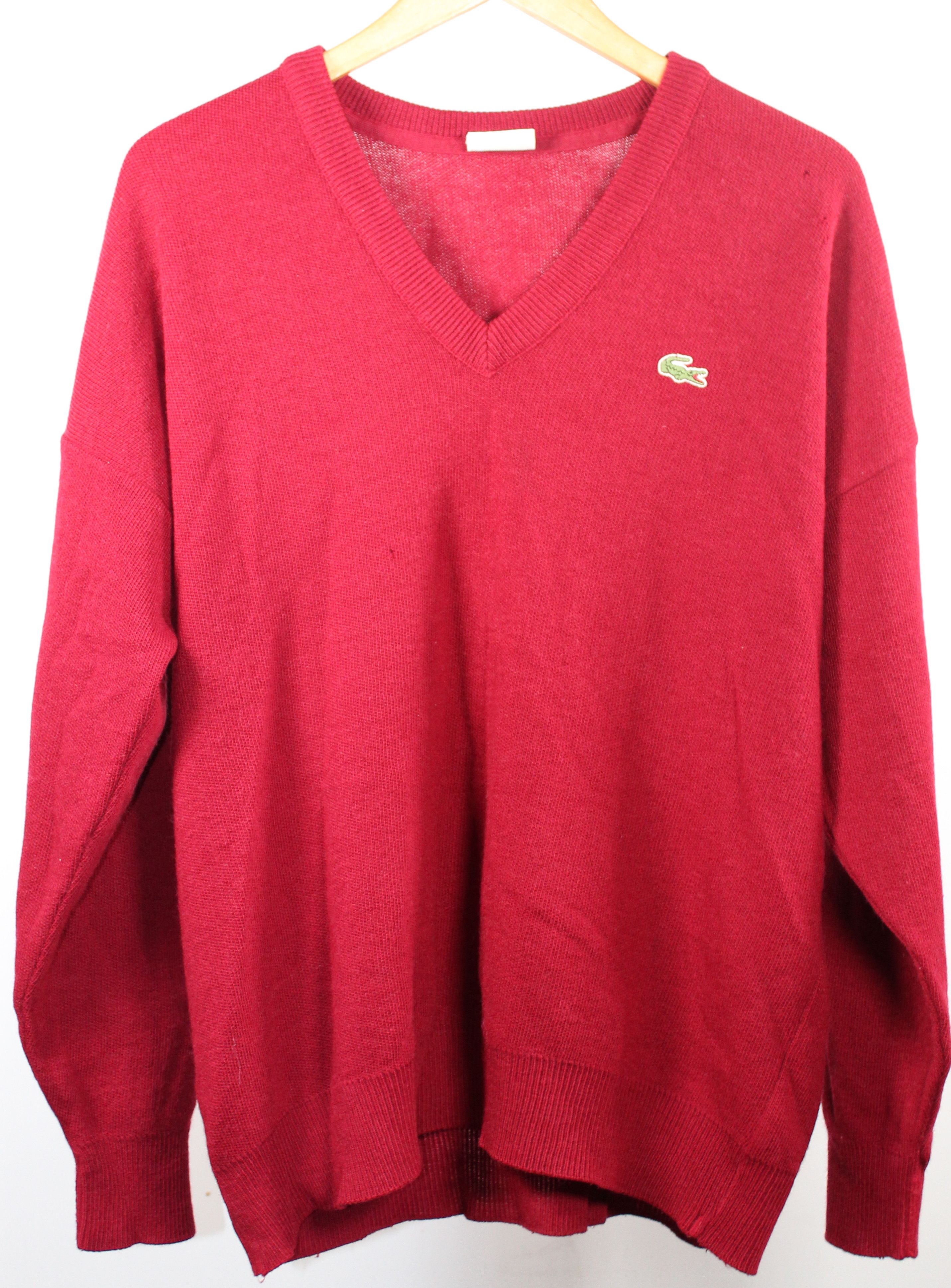 Lacoste Lacoste Burgundy V-Neck Sweater | Grailed