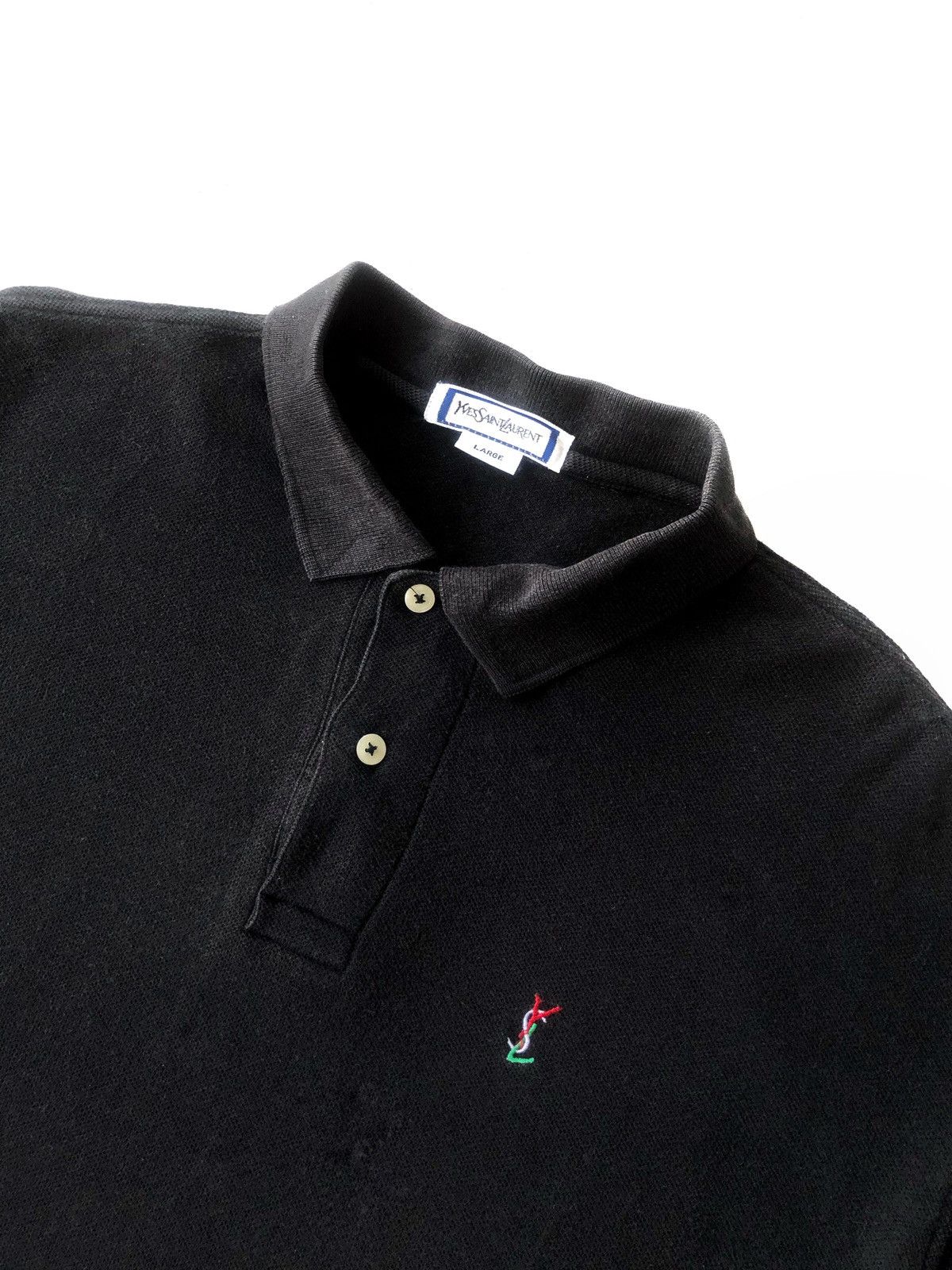 1990s Yves Saint Lauren Colourful Logo Black LS Shirt