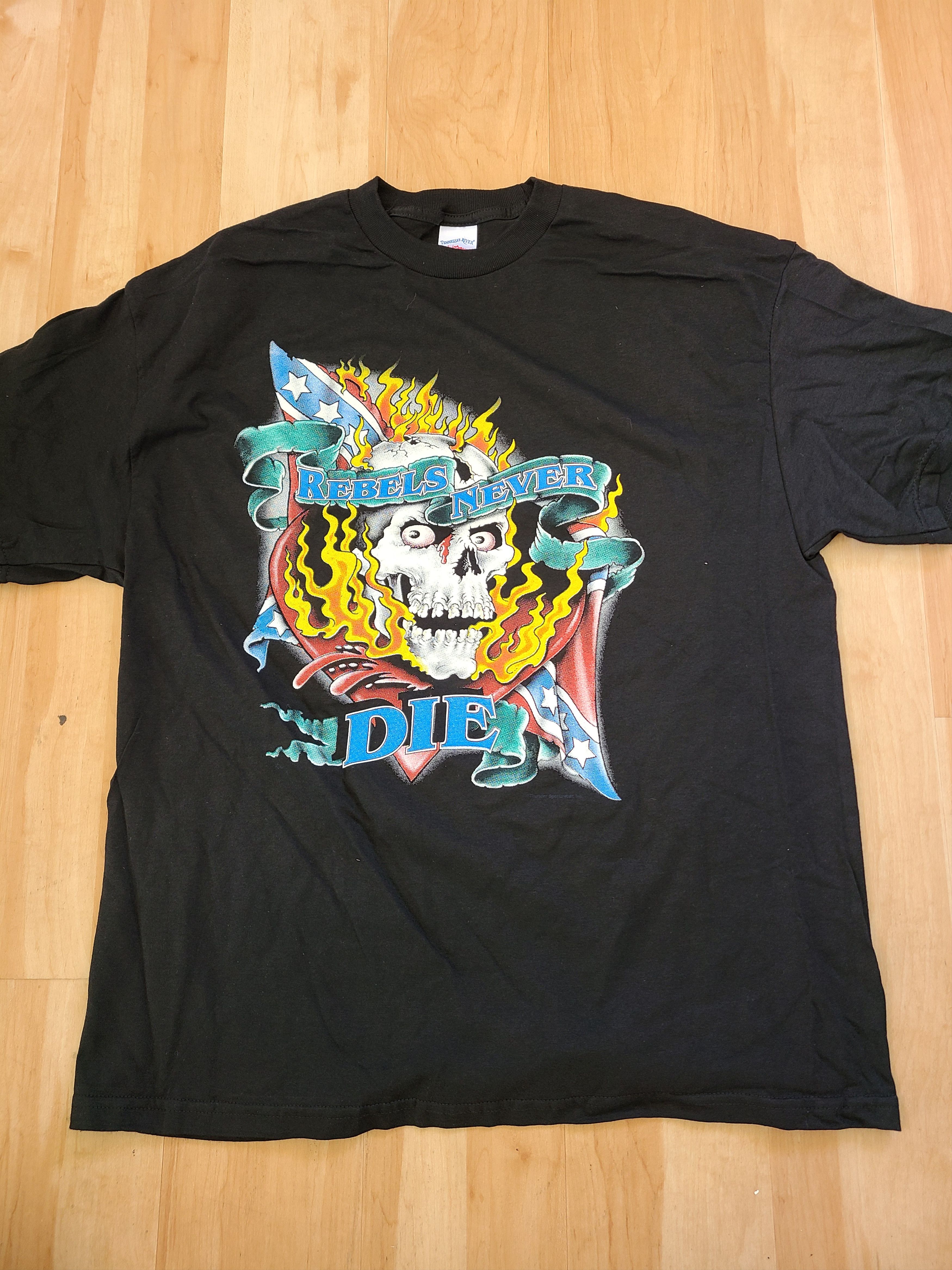 Vintage rebels never die skull tshirt deadstock | Grailed