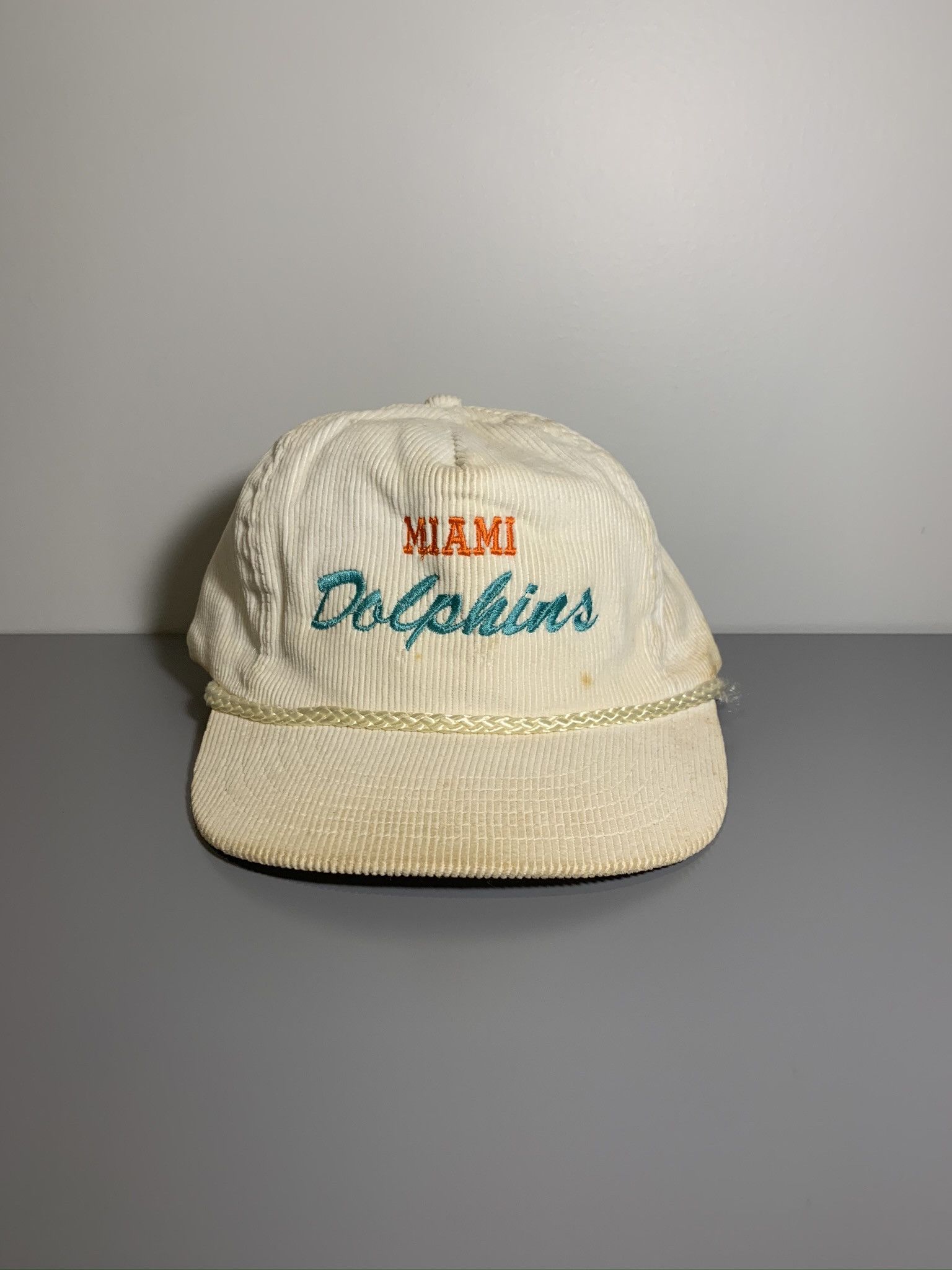 Miami DOLPHINS Vintage 80s 90s White Corduroy Snapback Hat -   Canada