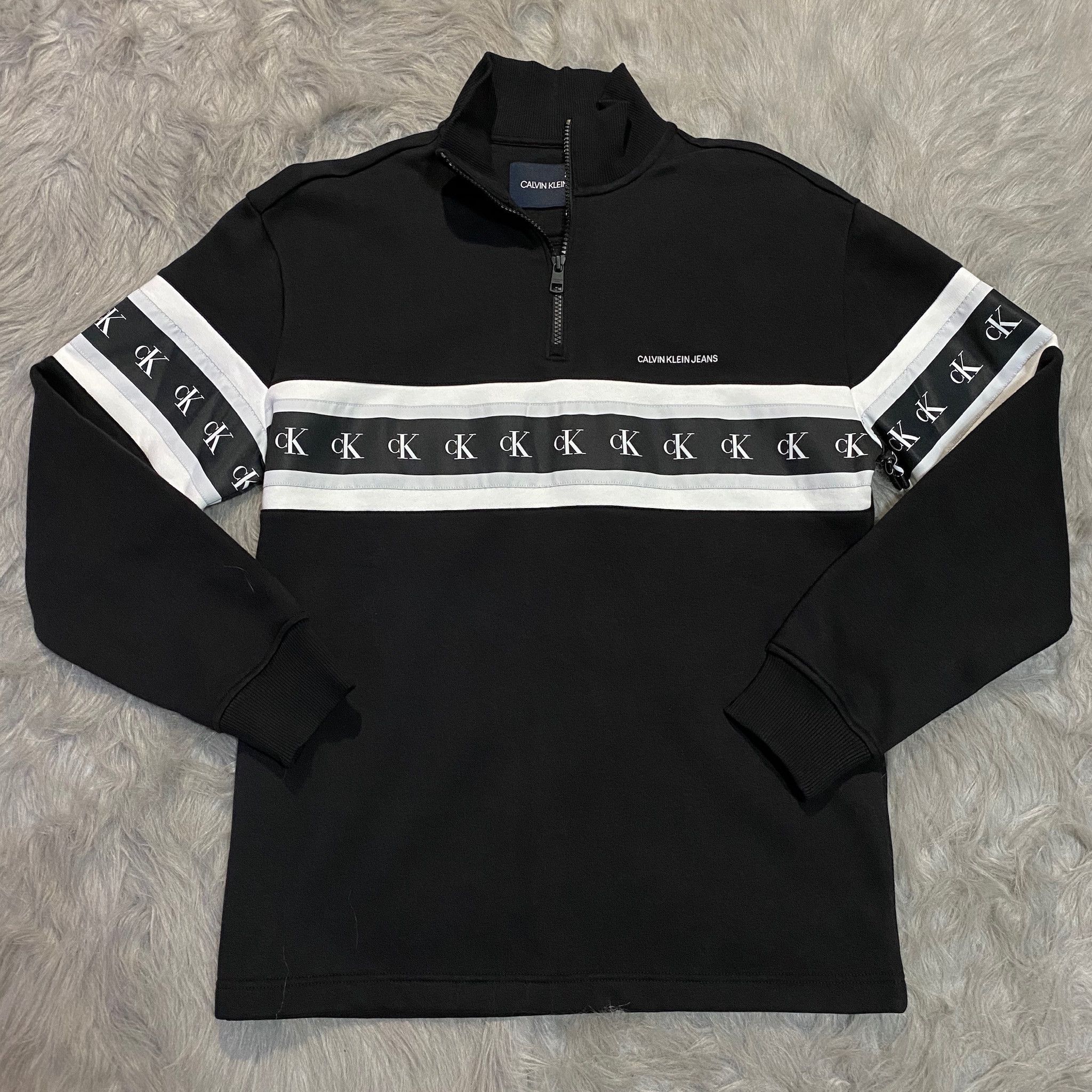 Calvin Klein BNWT REPEAT TAPE LOGO QUARTER ZIP SWEATER JACKET Size US S / EU 44-46 / 1 - 2 Thumbnail