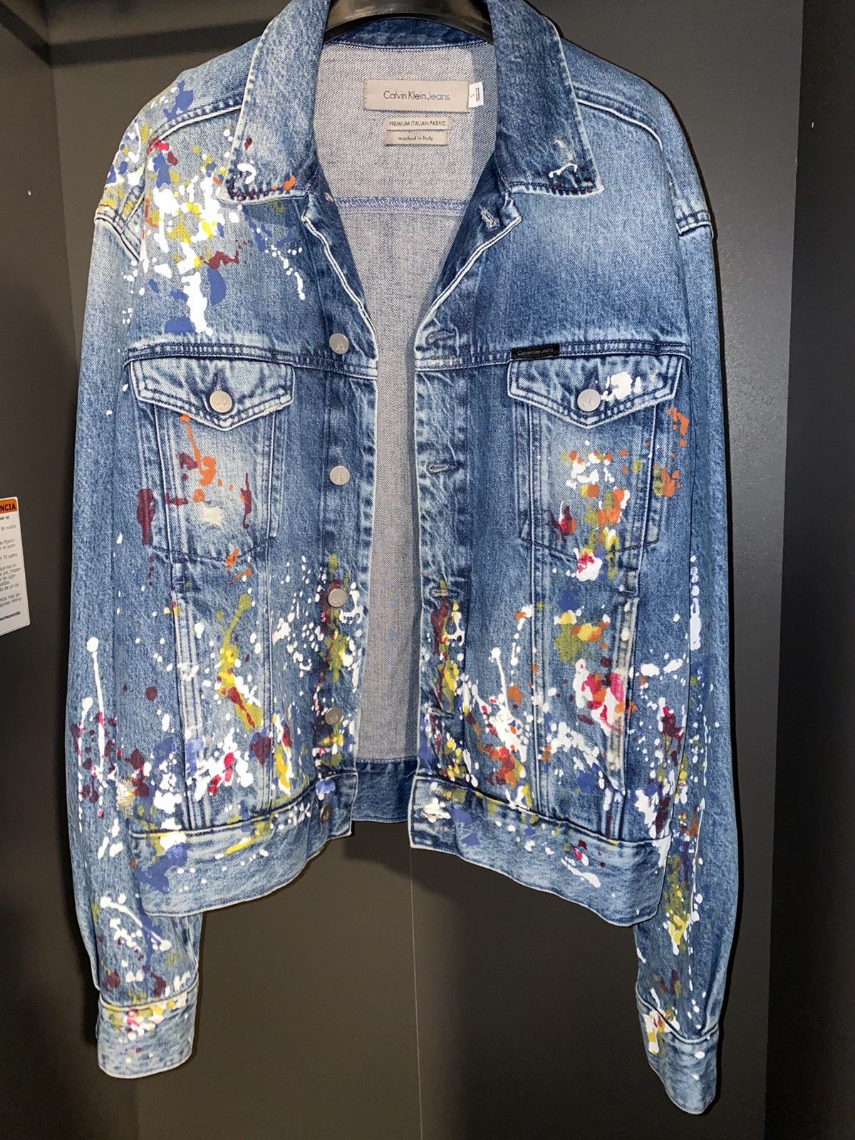 Calvin Klein Paint Splatter Denim Jacket Grailed