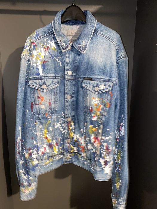 Calvin Klein Paint Splatter Denim Jacket Grailed