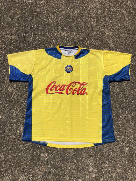 Vintage CLUB AMERICA ~ Bimbo Coca Cola Corona Yellow Soccer Jersey ~ Adult  XL