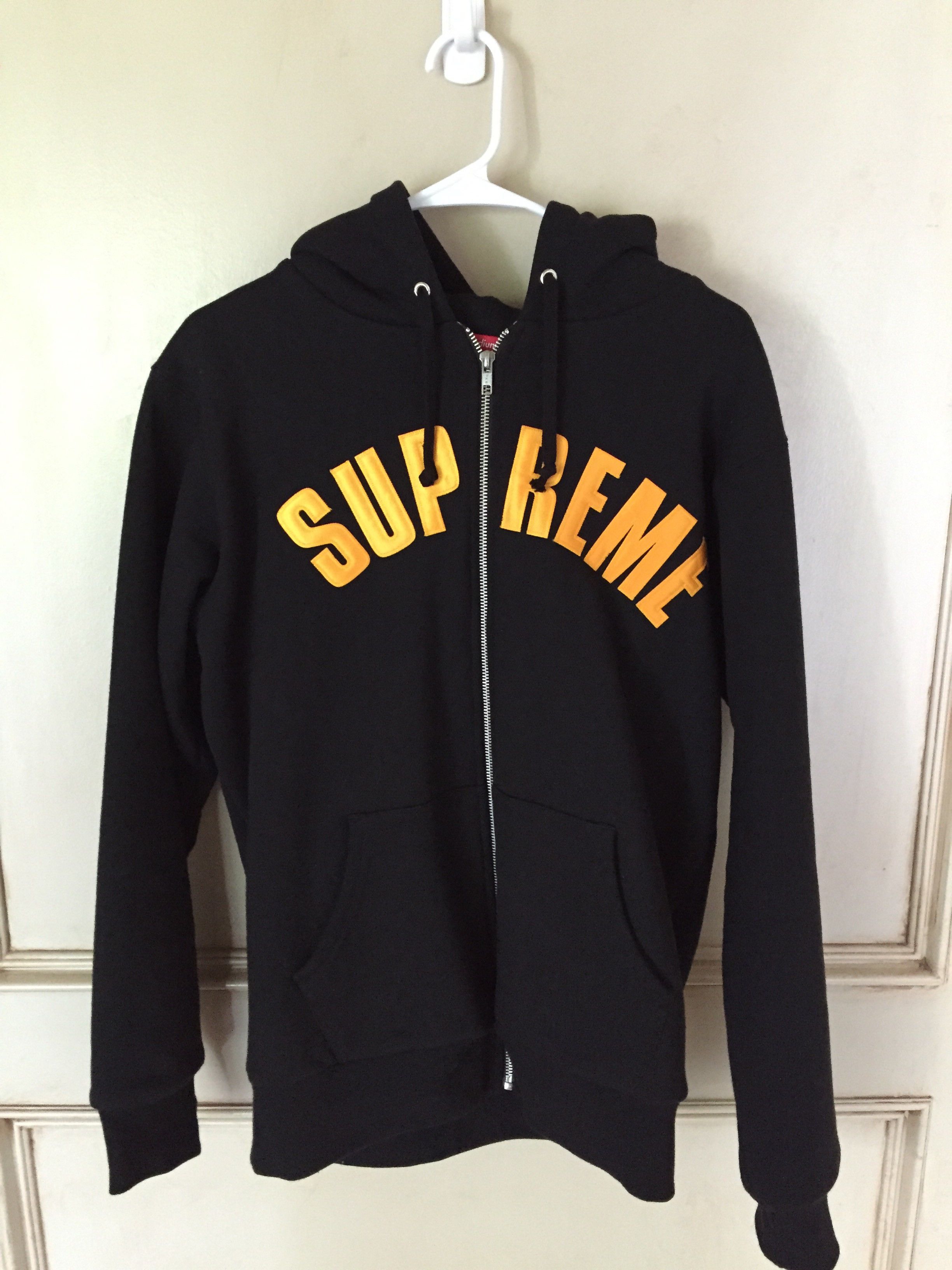 Black and yellow supreme hoodie online