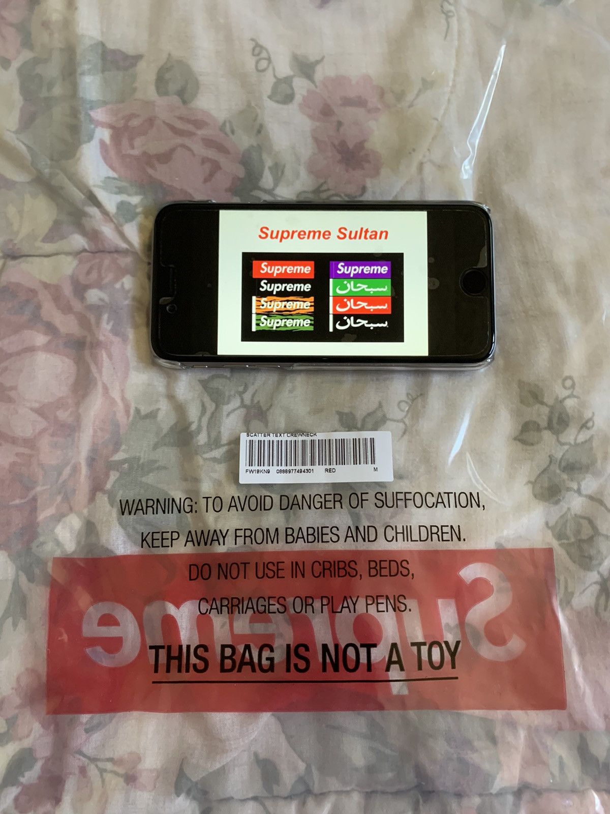 supreme Scatter Text Crewneck Lサイズ（Supreme Scatter Text Navy  