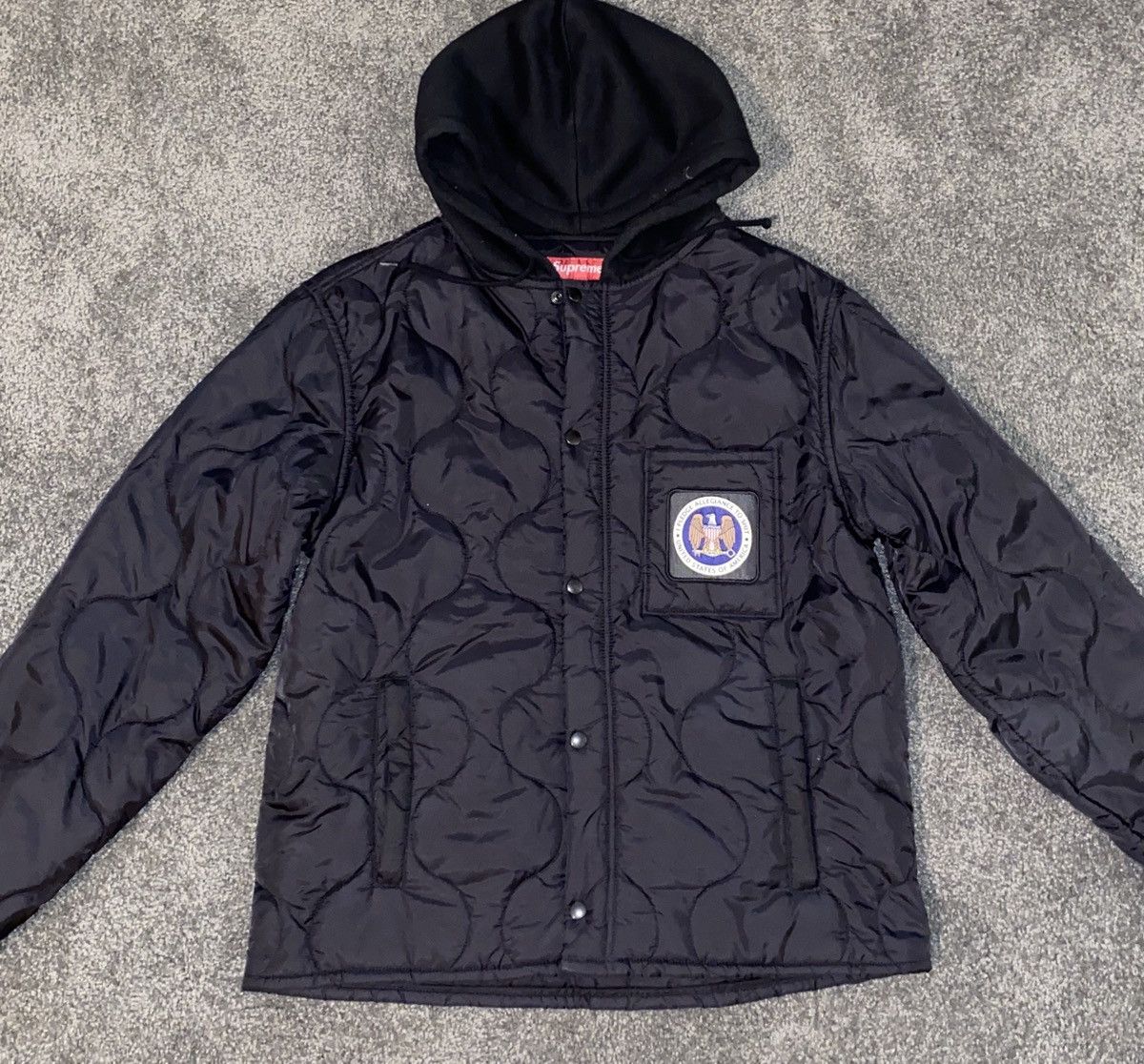 Supreme Quilted Liner Hooded Jacket Black | Grailed