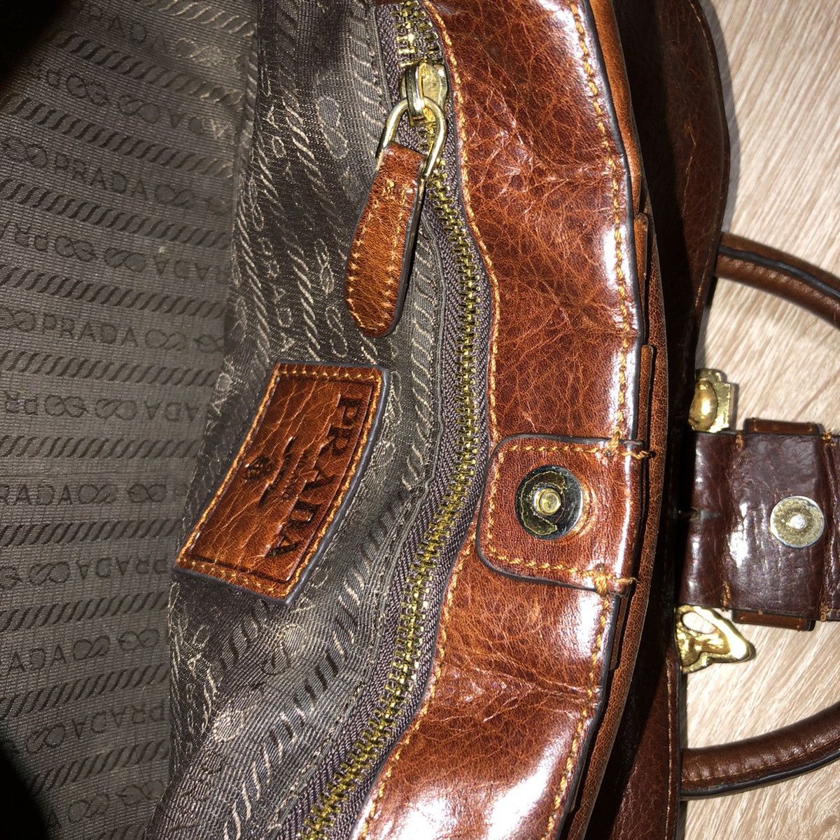 Prada VINTAGE PRADA LAMPO MILANO Bag Leather Gold Dragon