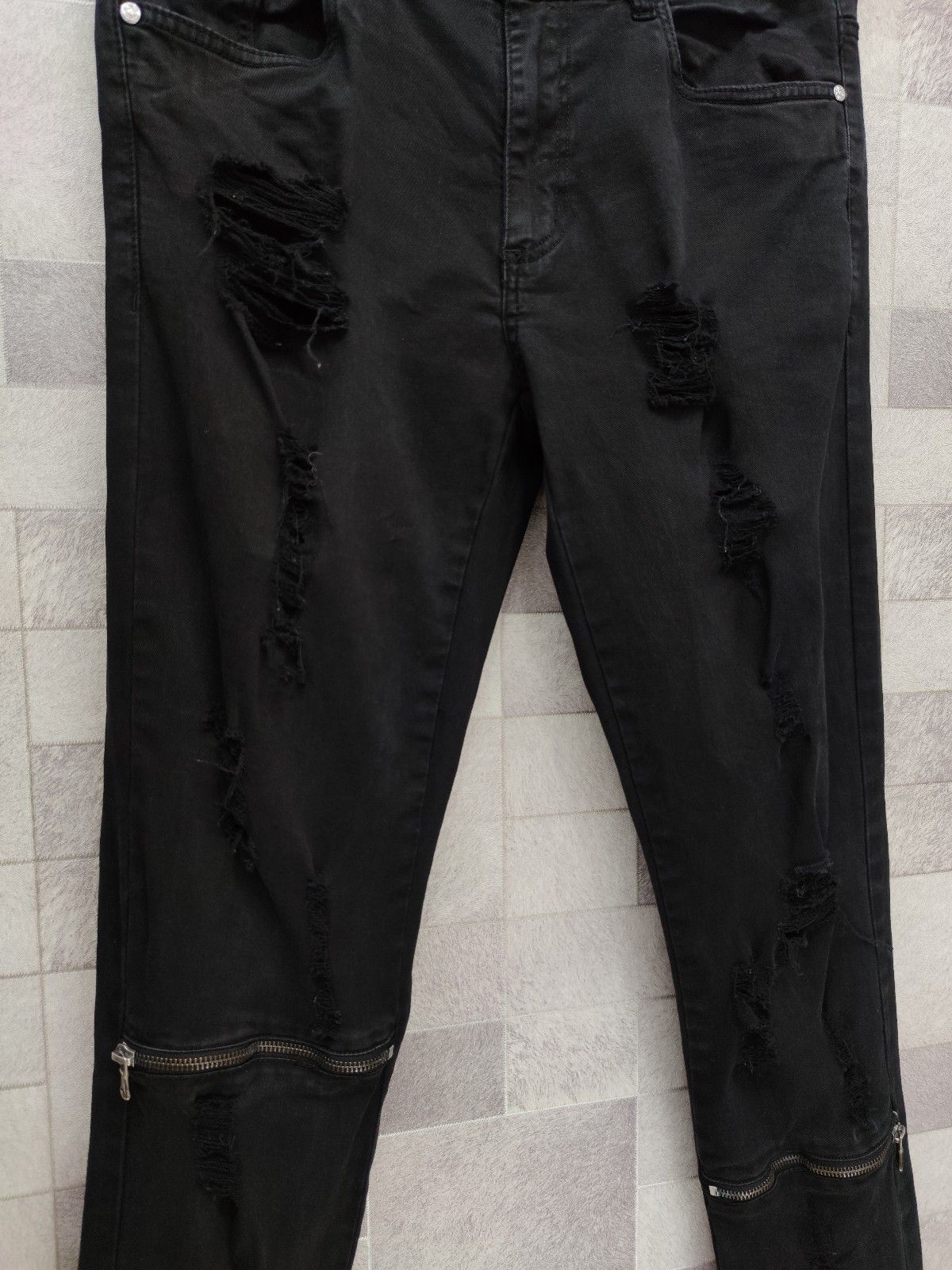 Imperious × Seditionaries IMP Punk Rock Ripped Zipper Knee Stretchy Skinny Pants Size US 33 - 4 Thumbnail