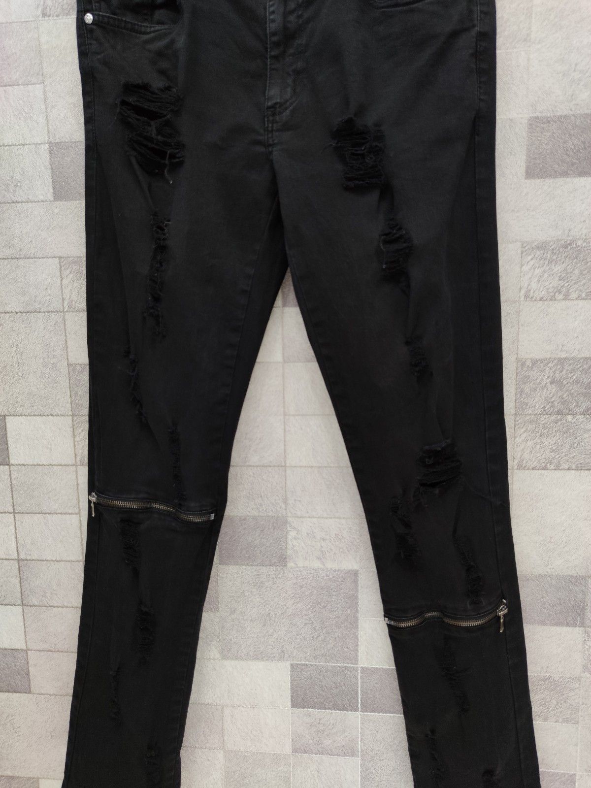 Imperious × Seditionaries IMP Punk Rock Ripped Zipper Knee Stretchy Skinny Pants Size US 33 - 3 Thumbnail