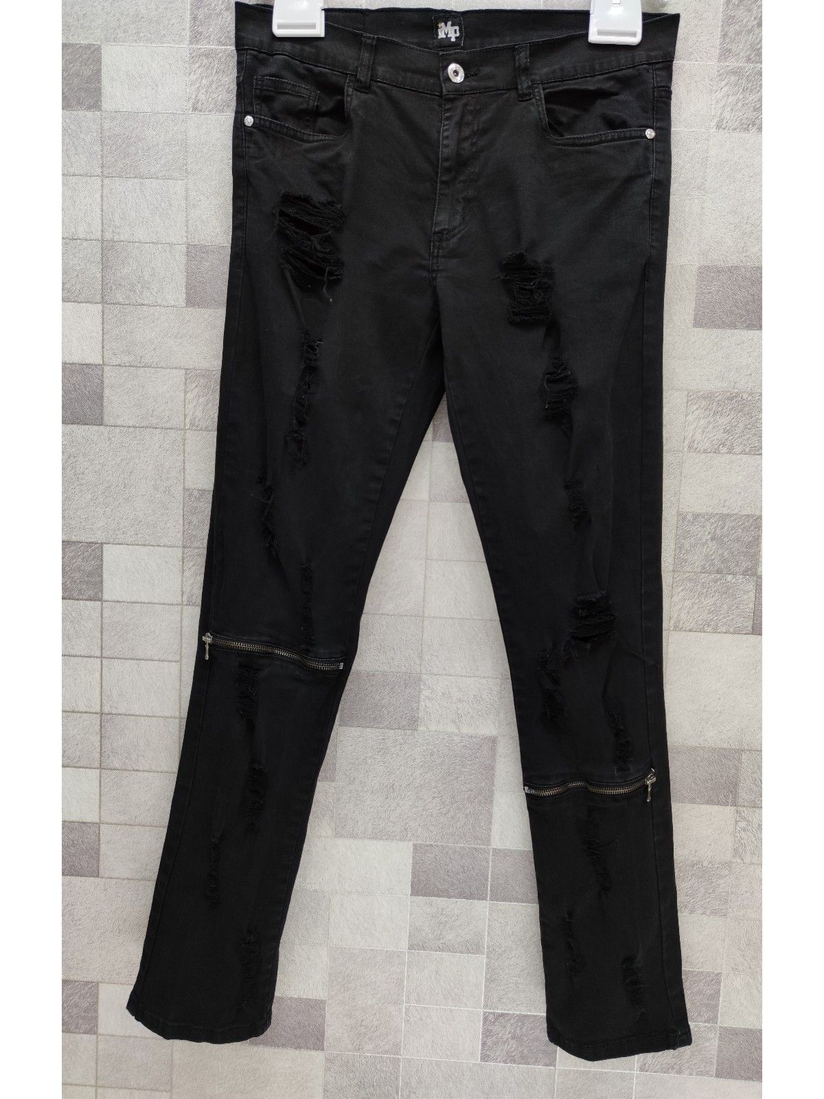 Imperious × Seditionaries IMP Punk Rock Ripped Zipper Knee Stretchy Skinny Pants Size US 33 - 1 Thumbnail