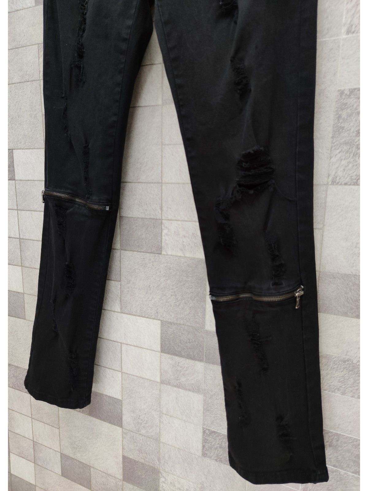 Imperious × Seditionaries IMP Punk Rock Ripped Zipper Knee Stretchy Skinny Pants Size US 33 - 8 Thumbnail
