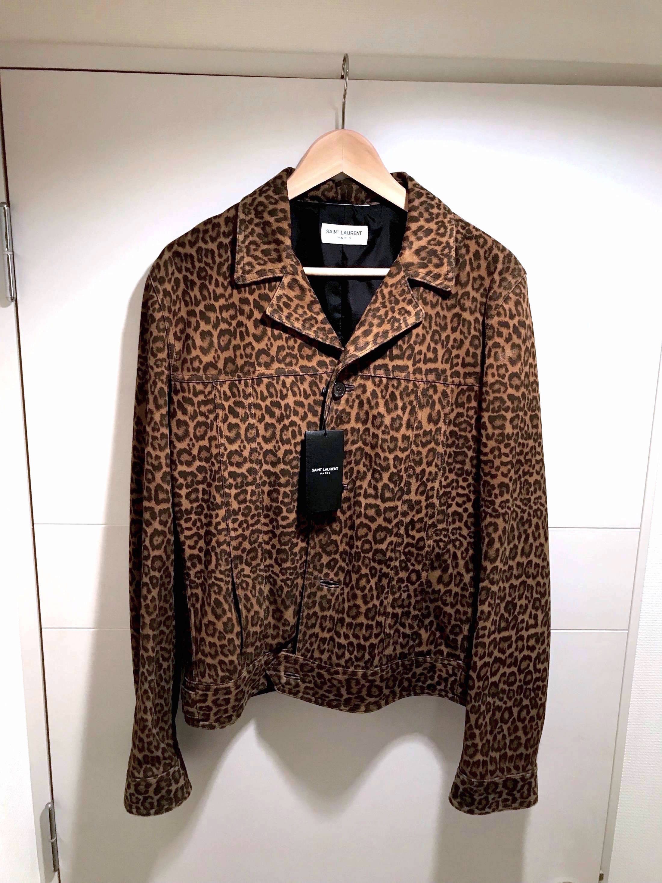 Saint Laurent Paris RARE BRAND NEW BABYCAT LEOPARD SUEDE LEATHER