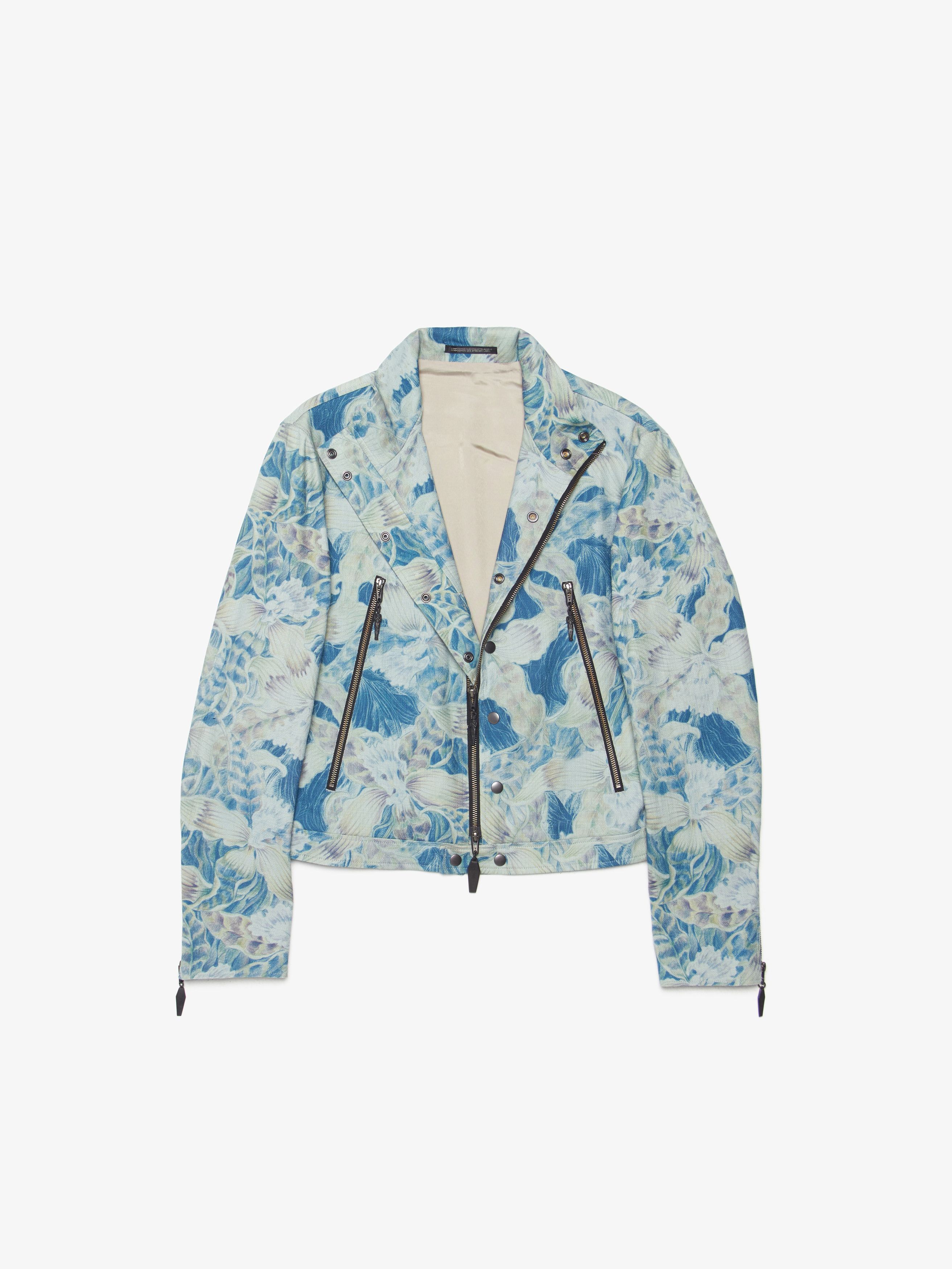 Yohji Yamamoto Light Blue Flower Printed Racer Jacket Size US XL / EU 56 / 4 - 1 Thumbnail
