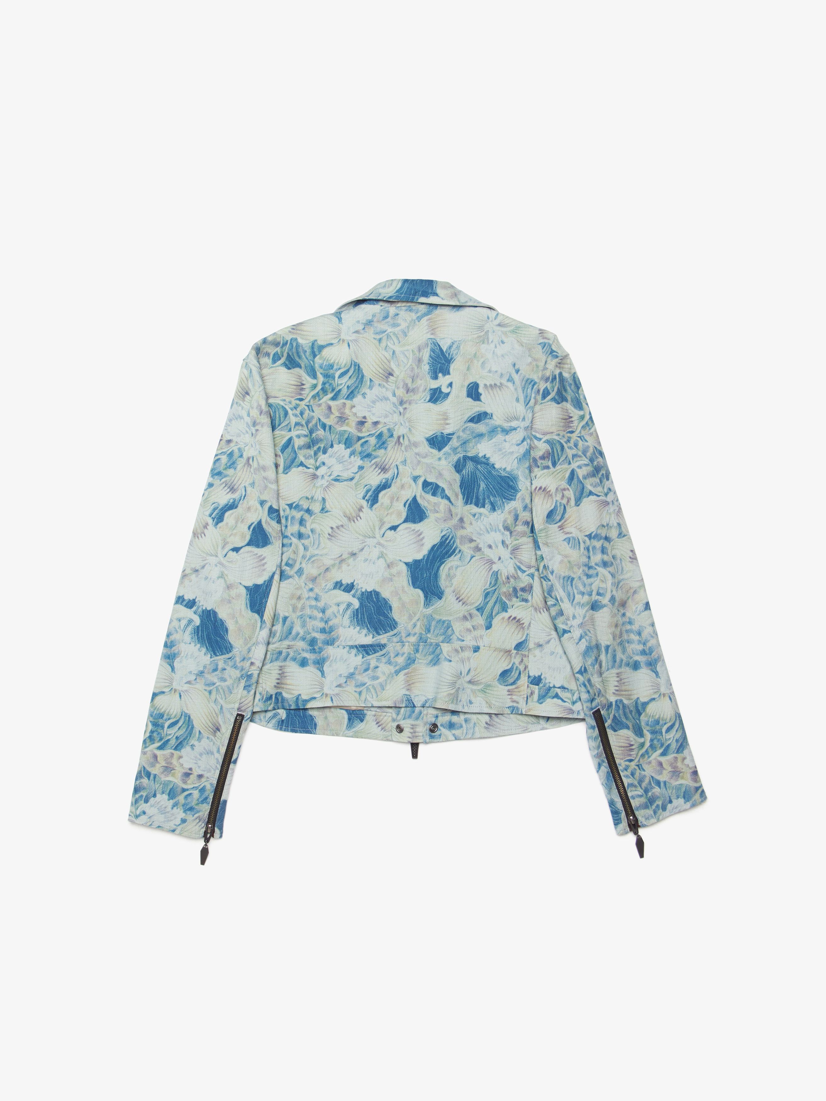Yohji Yamamoto Light Blue Flower Printed Racer Jacket Size US XL / EU 56 / 4 - 2 Thumbnail