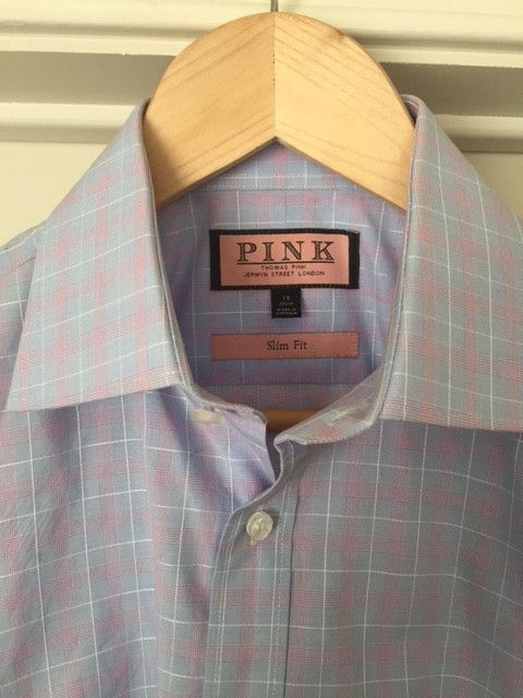 Thomas Pink Blue/pink plaid shirt Size US S / EU 44-46 / 1 - 3 Preview