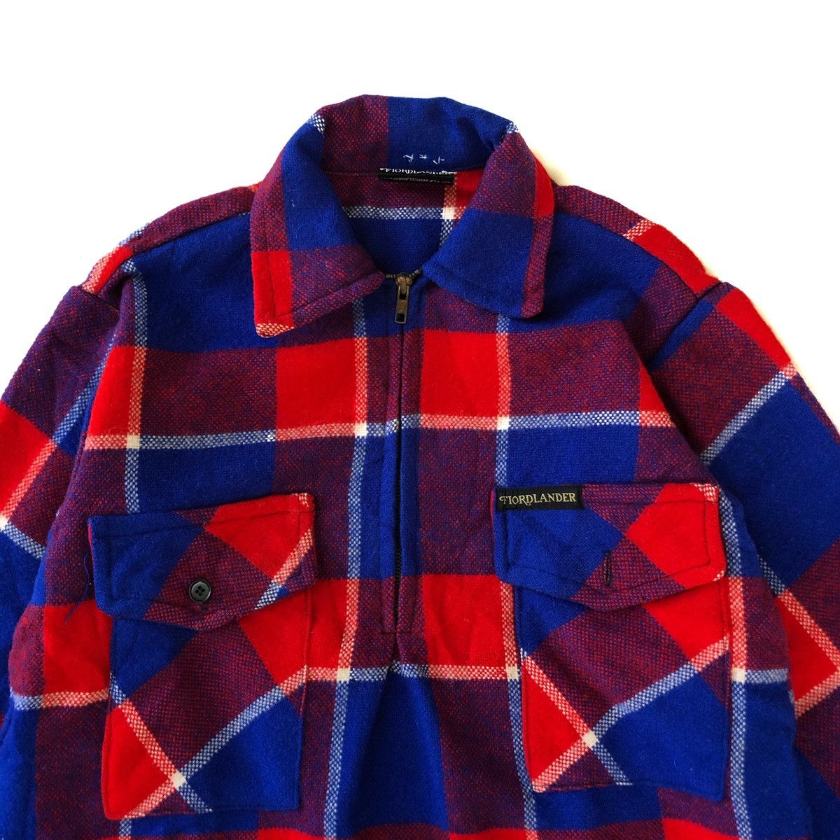 Fiordlander Plaid Flannel — shops Half Zip Wool Pullover Jacket, Size Medium