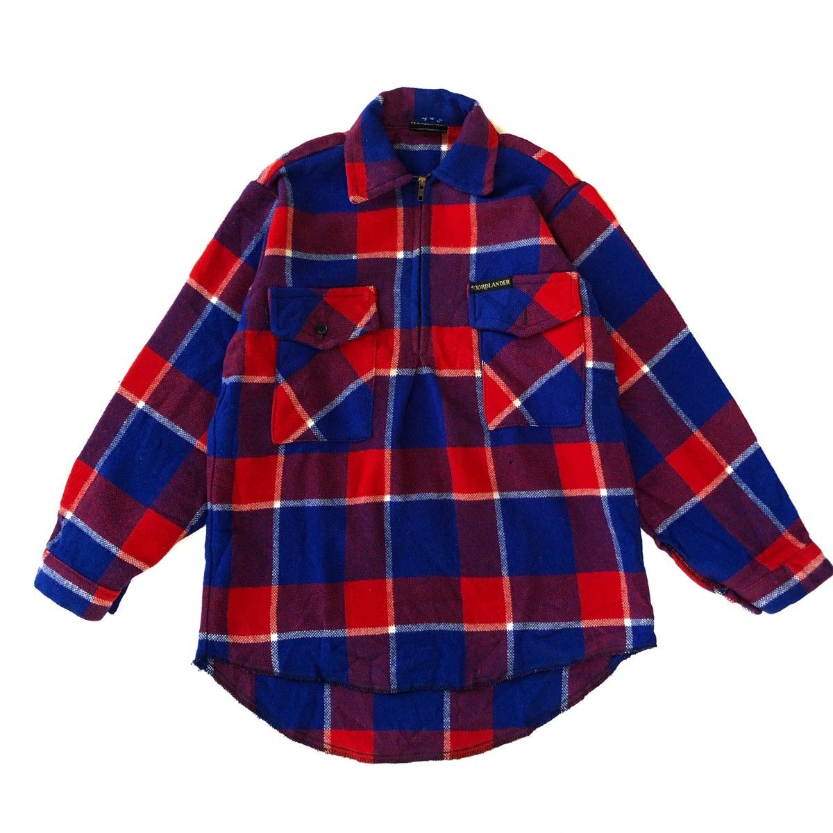 Fiordlander Plaid Flannel — shops Half Zip Wool Pullover Jacket, Size Medium