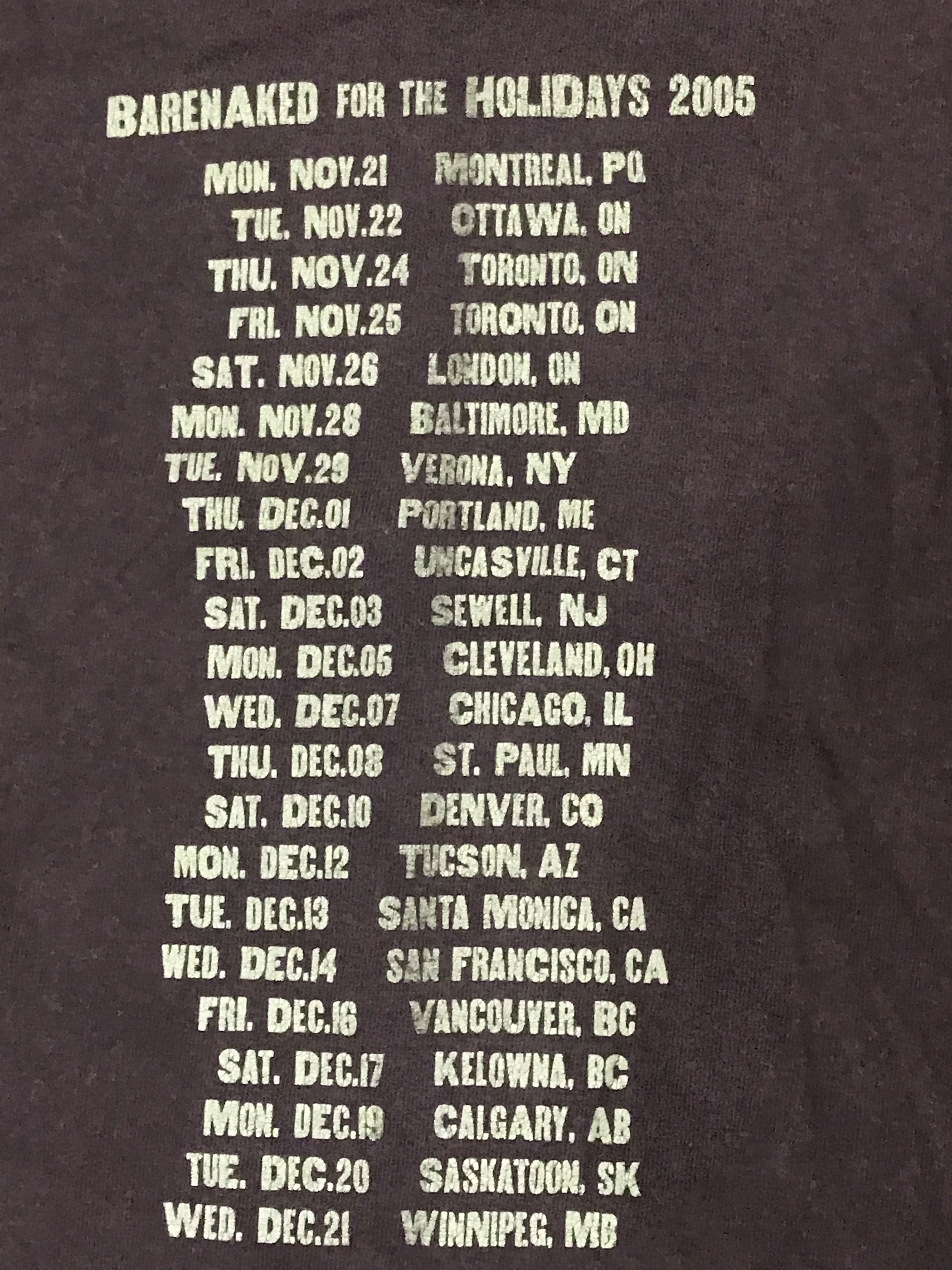 Band Tees BARENAKED LADIES FOR THE HOLIDAYS TOUR 2005 TSHIRT Size US L / EU 52-54 / 3 - 6 Thumbnail