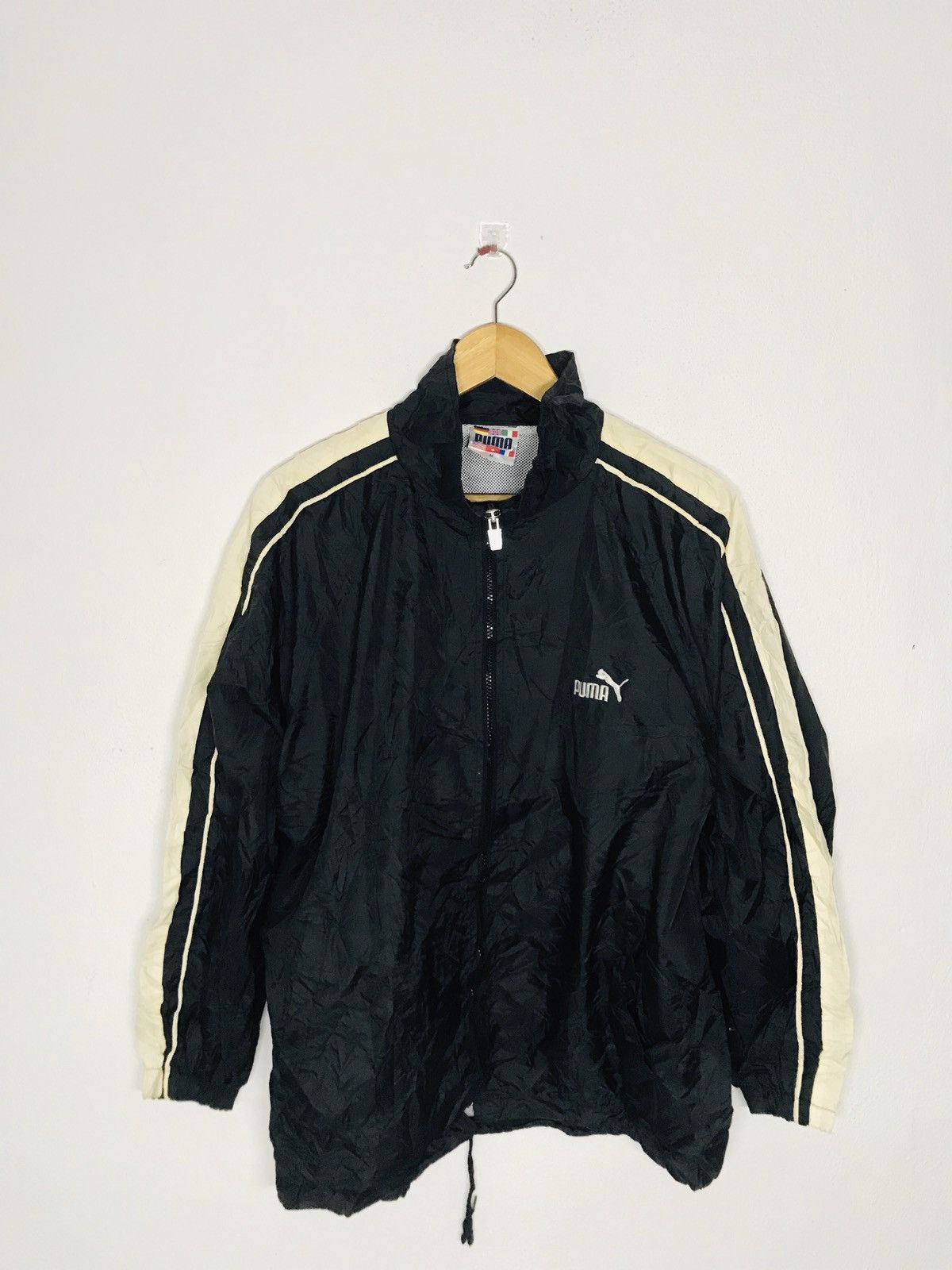 Zipper Vintage Puma Jacke 90s Vintage Men's Navy Puma Track Jacket L - Main Image