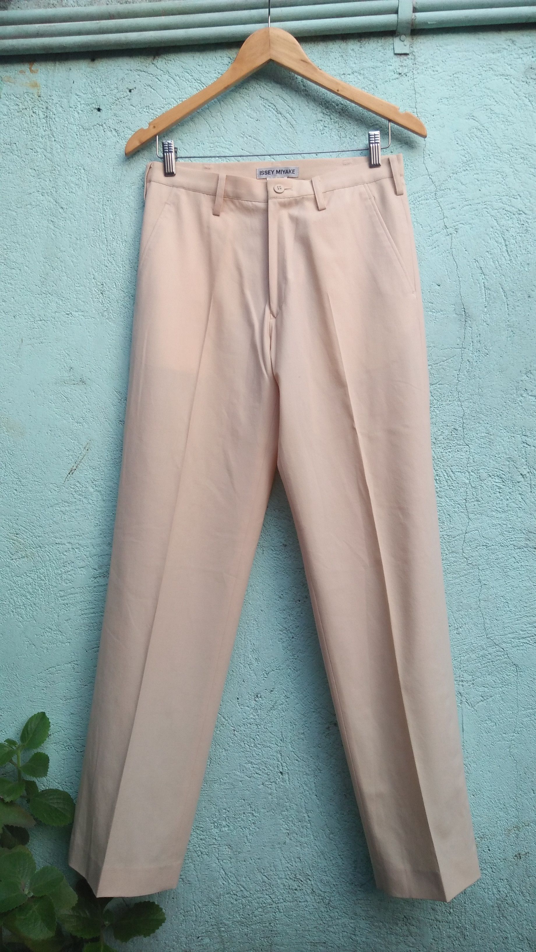 image of Issey Miyake Wool Trouser Pants in Khaki, Men's (Size 30)