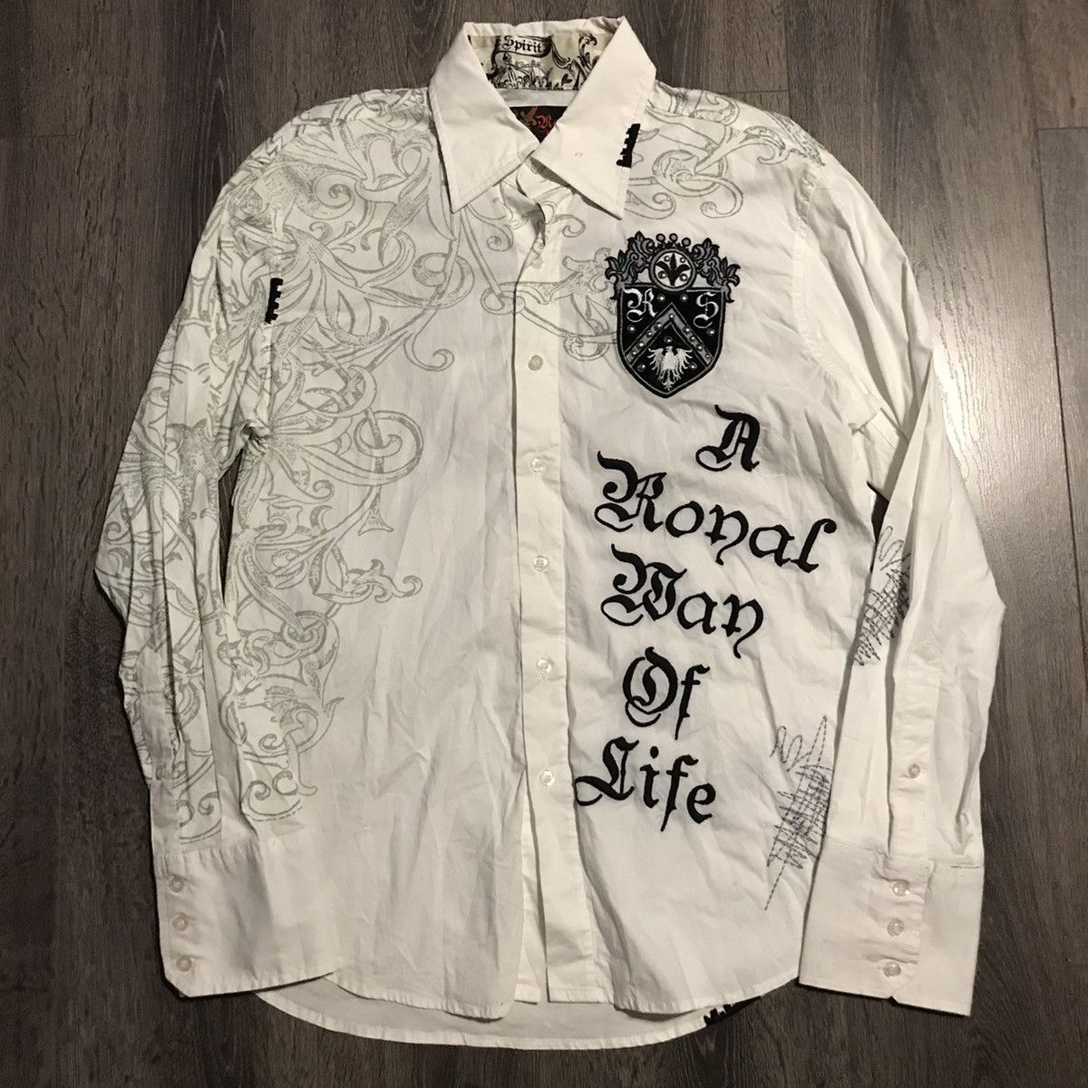rebel spirit dress shirts Rebel Spirit Long Sleeve Authentic Ed Hardy Christian Audigier Style Men Shirt Royal Life Style Modern Fashion Gift Brand New Official