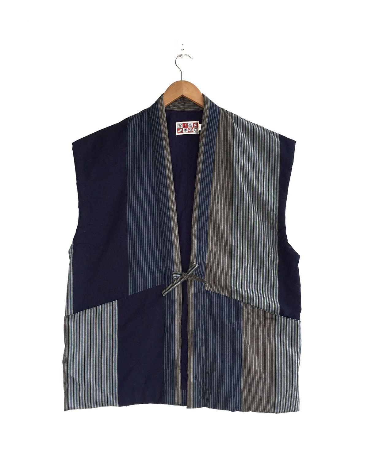 Indigo Japanese Traditional Indigo Patchwork Kimono Vest Size US L / EU 52-54 / 3 - 1 Thumbnail