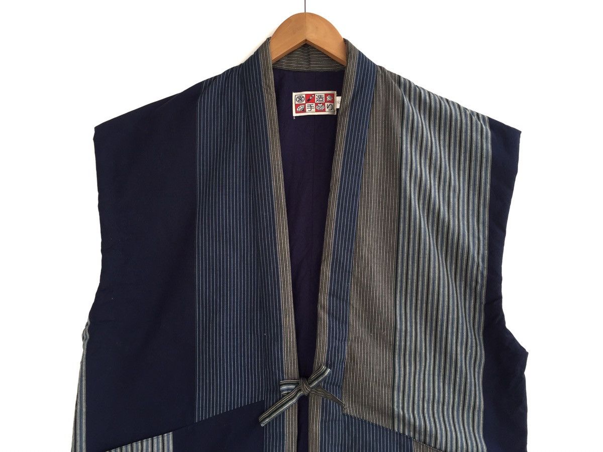Indigo Japanese Traditional Indigo Patchwork Kimono Vest Size US L / EU 52-54 / 3 - 3 Thumbnail