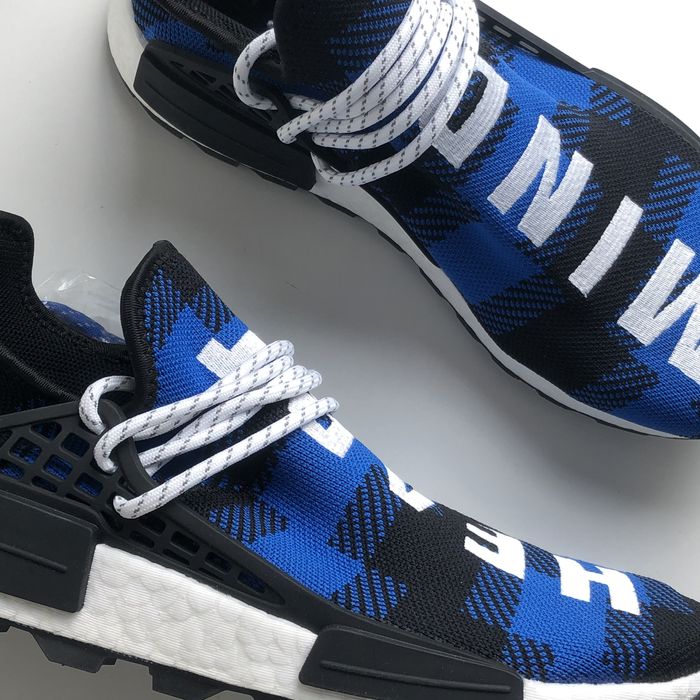 Adidas nmd hu pharrell x bbc clearance blue plaid