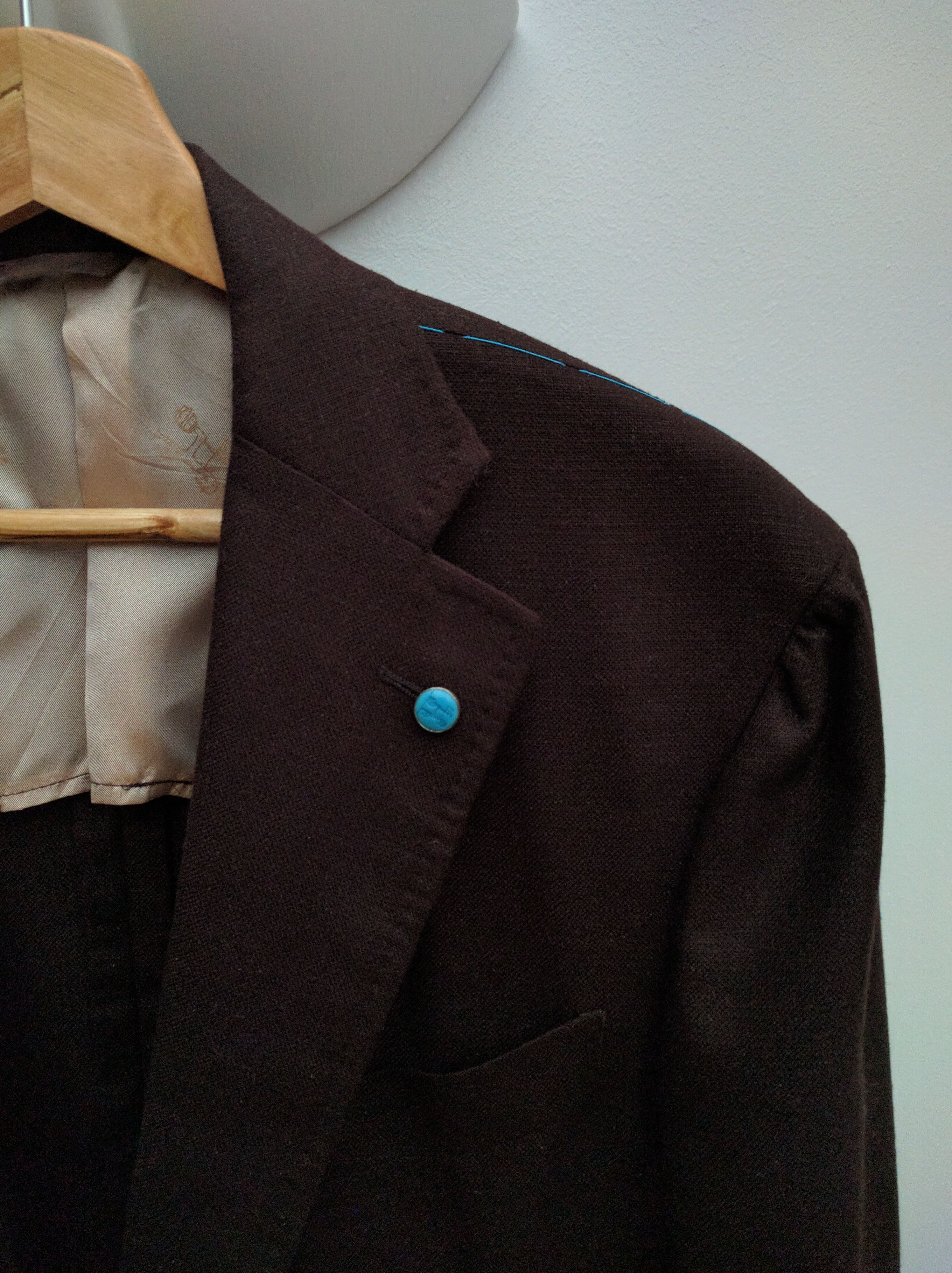 Eidos Napoli Brown Raw Silk Blazer (Primo - fits like 52) Size 54R - 1 Thumbnail