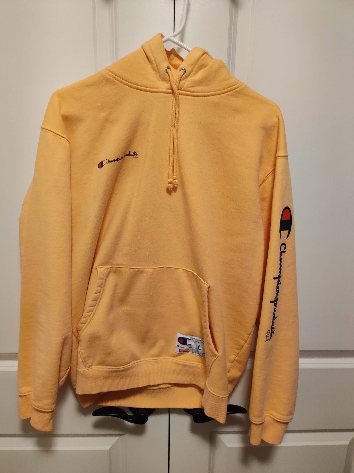Peach colored champion hoodie sale