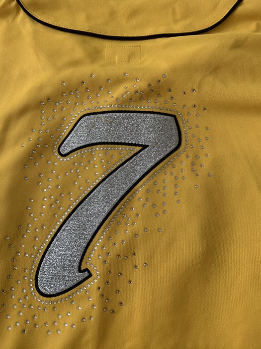 Supreme Rhinestone Baseball Jersey Yellow- Size Medium