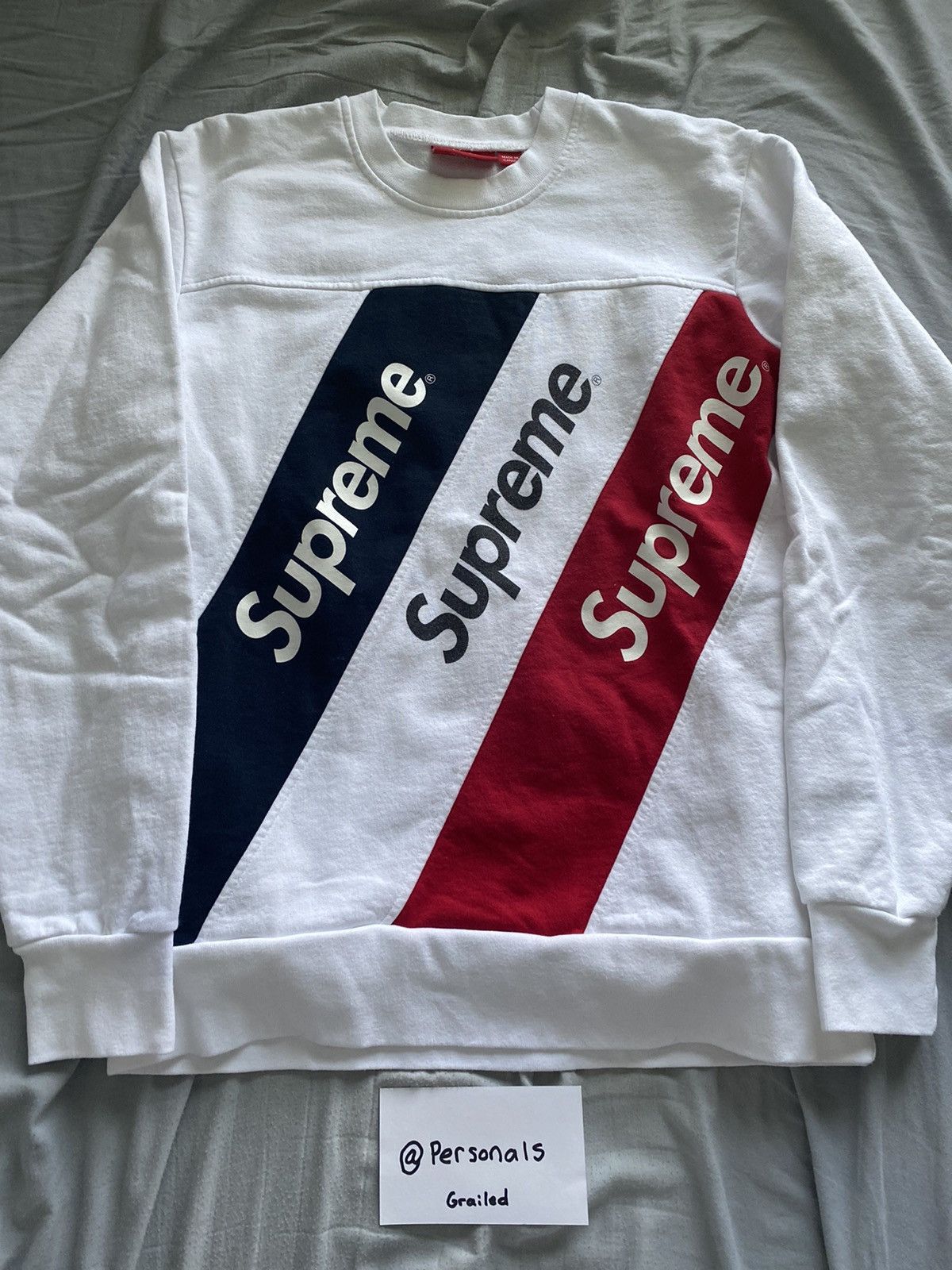 スウェット 2015ss Supreme Athletic Split Crewneck Supreme FINAL DROP!💥 Supreme Athletic Split Crewneck White | Grailed